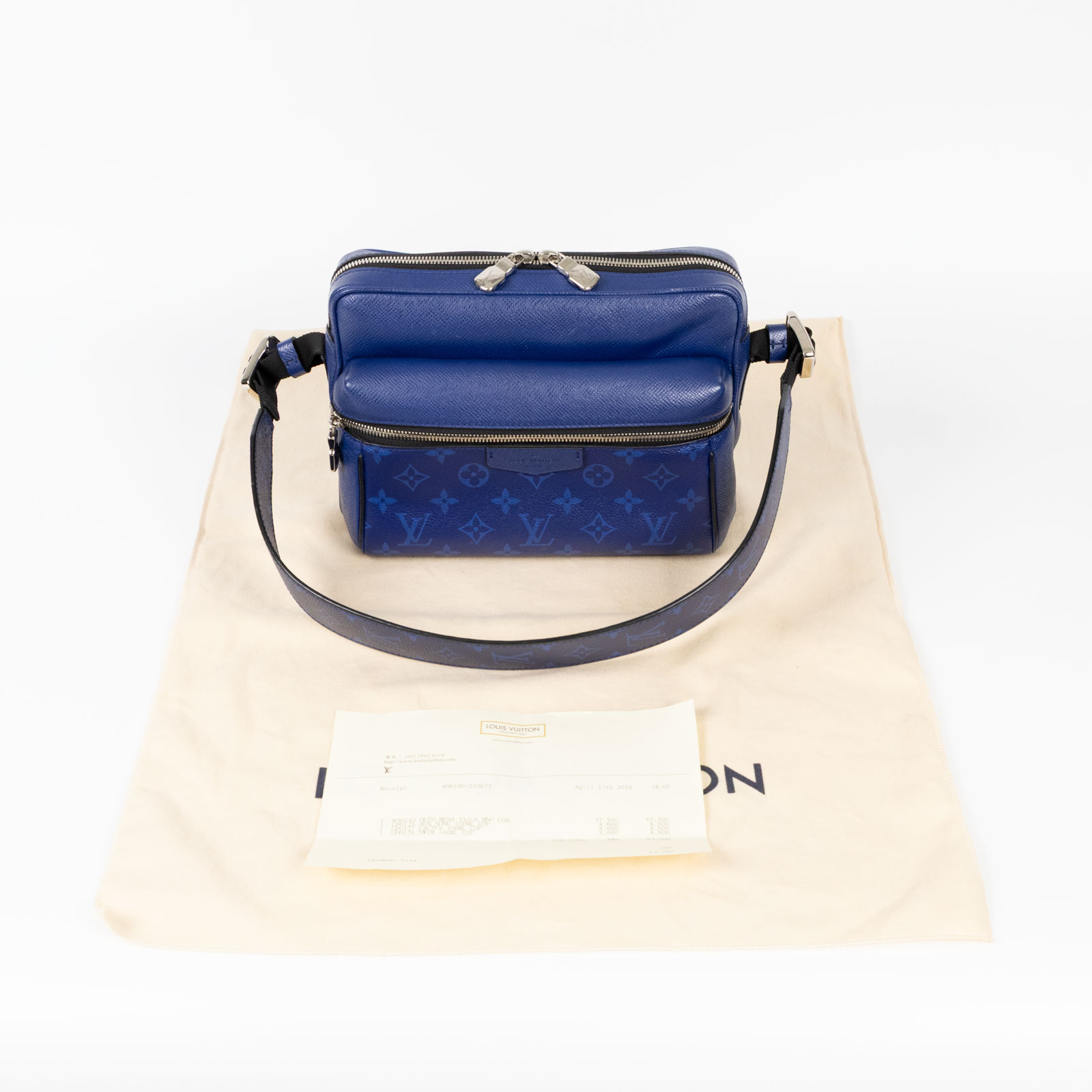 路易威登 LOUIS VUITTON Outdoor 郵差包 M30242 藍原花OUTDOOR PM 防塵袋/購買證明