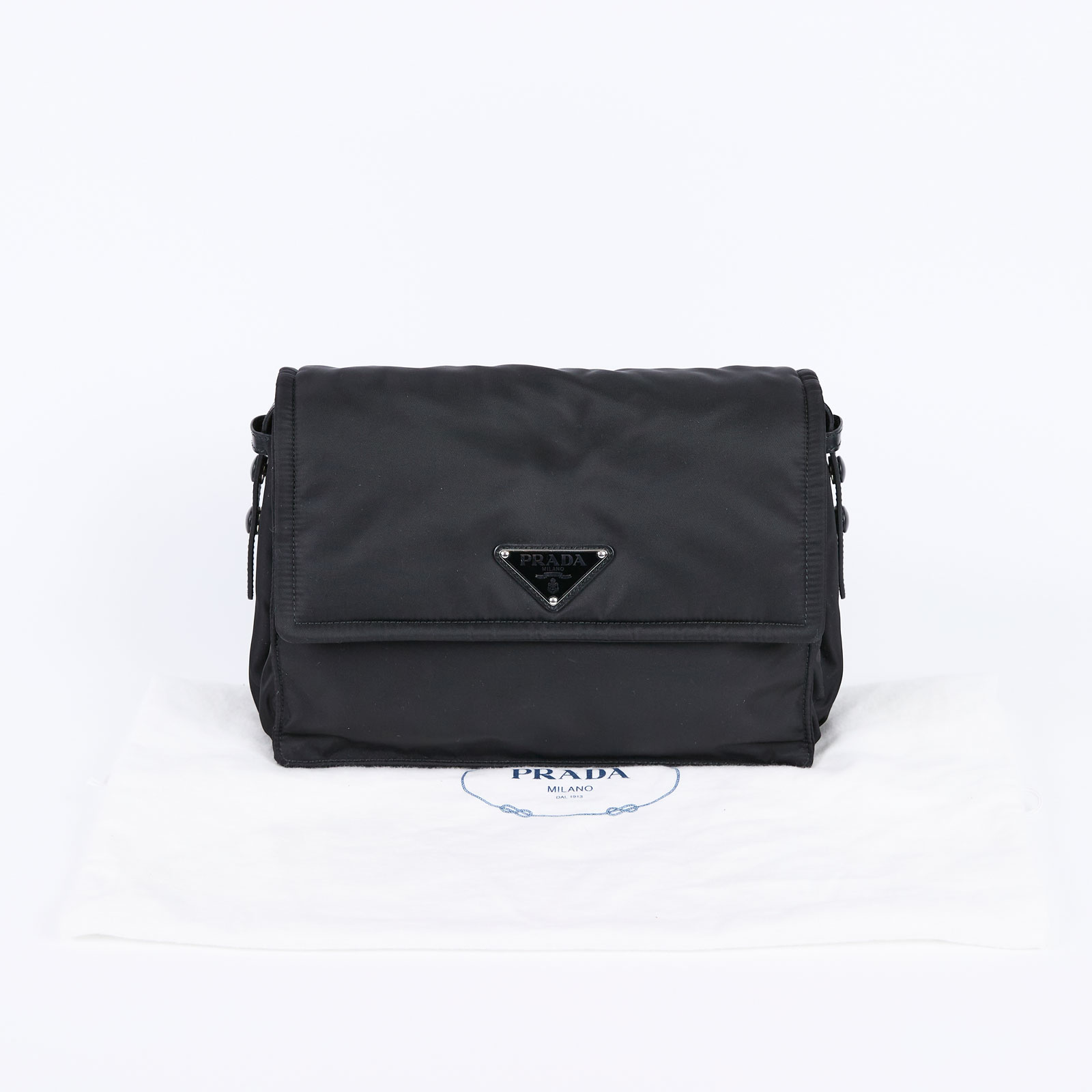 普拉達 PRADA Re-Nylon 夾棉 肩背袋 中型  1BD255_RDLN 黑Re-Nylon郵差包 防塵袋