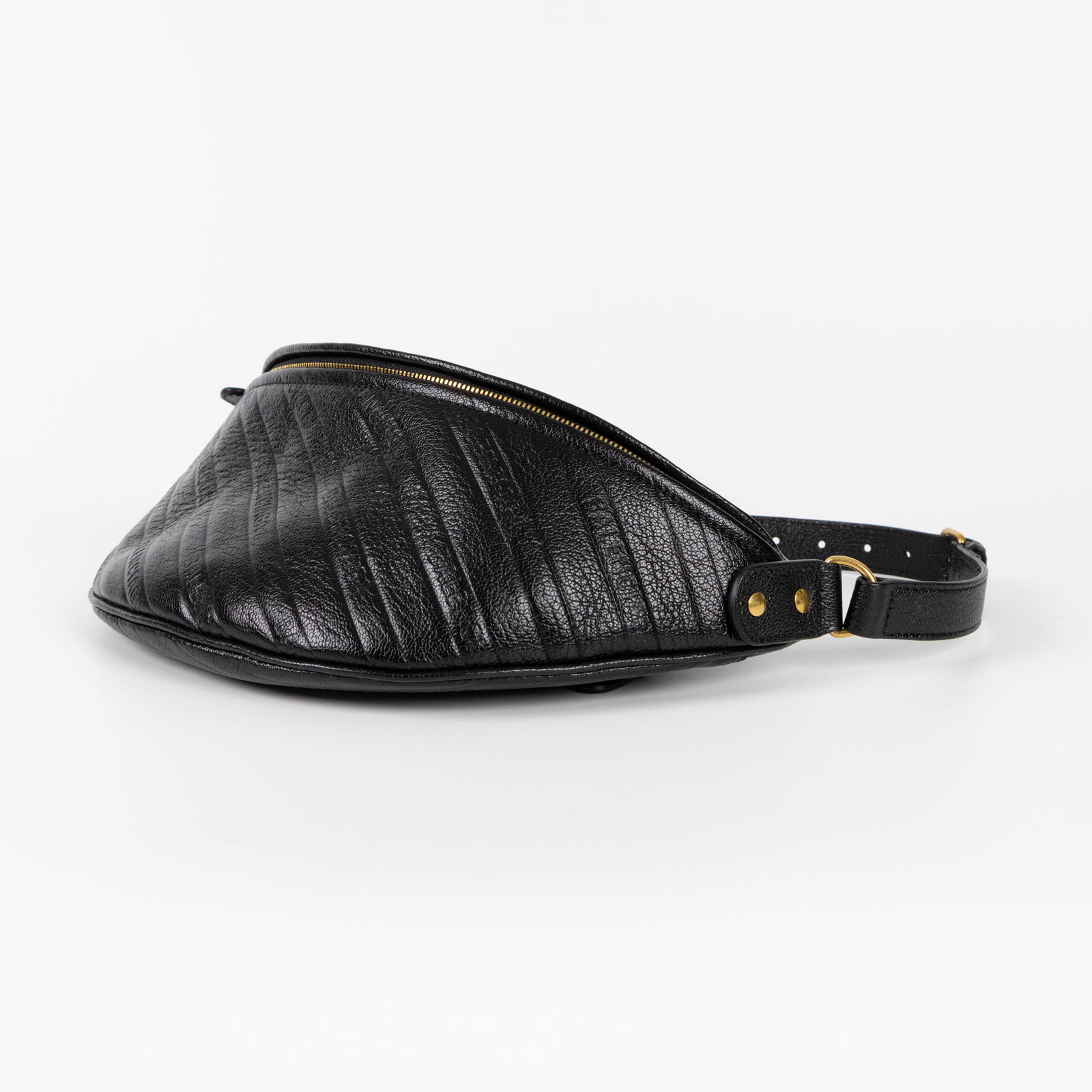 巴黎世家 BALENCIAGA XXS Souvenirs 腰包 551550AQ4CM ☆黑金腰包 防塵袋