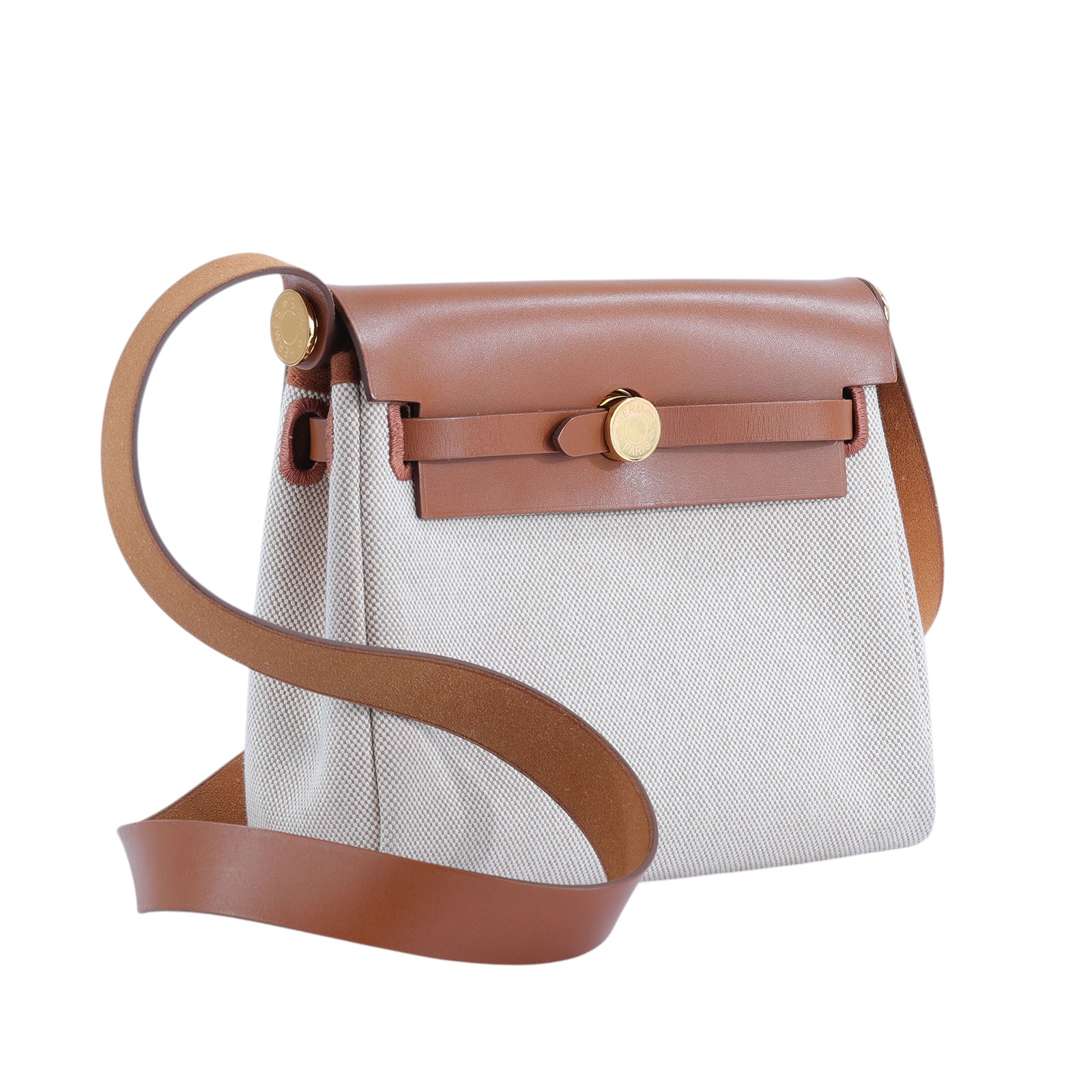 愛馬仕 Hermès Herbag Zip 20 HER20 H085414CC/W刻 ☆金棕拼米白帆布HERBAG20 原廠盒子/防塵袋/購買證明影本