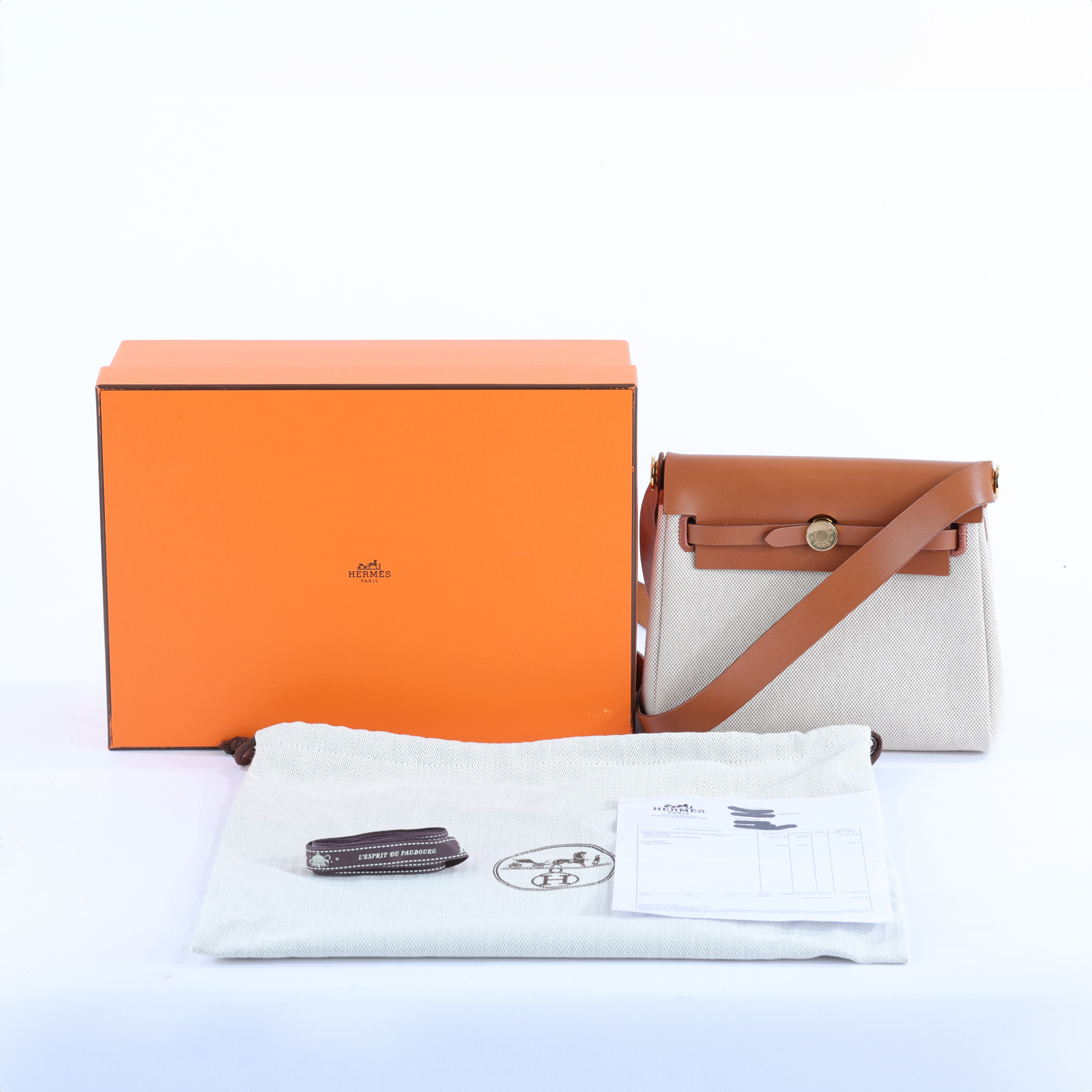 愛馬仕 Hermès Herbag Zip 20 HER20 H085414CC/W刻 ☆金棕拼米白帆布HERBAG20 原廠盒子/防塵袋/購買證明影本