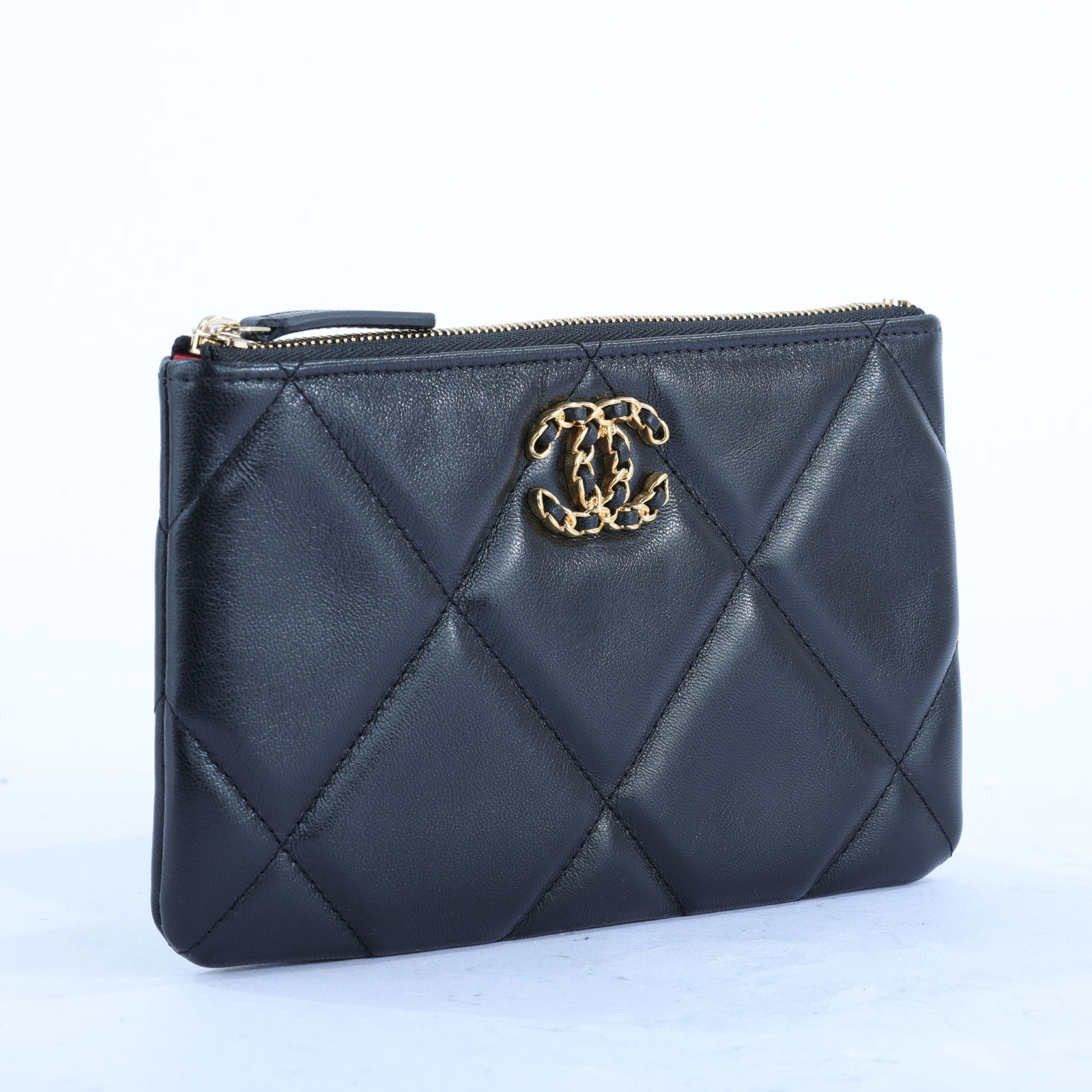 香奈兒 CHANEL 19 菱格 小羊皮 拉鍊 手拿包 AP1059 29開黑19 POUCH 原廠盒子/防塵袋/保證卡