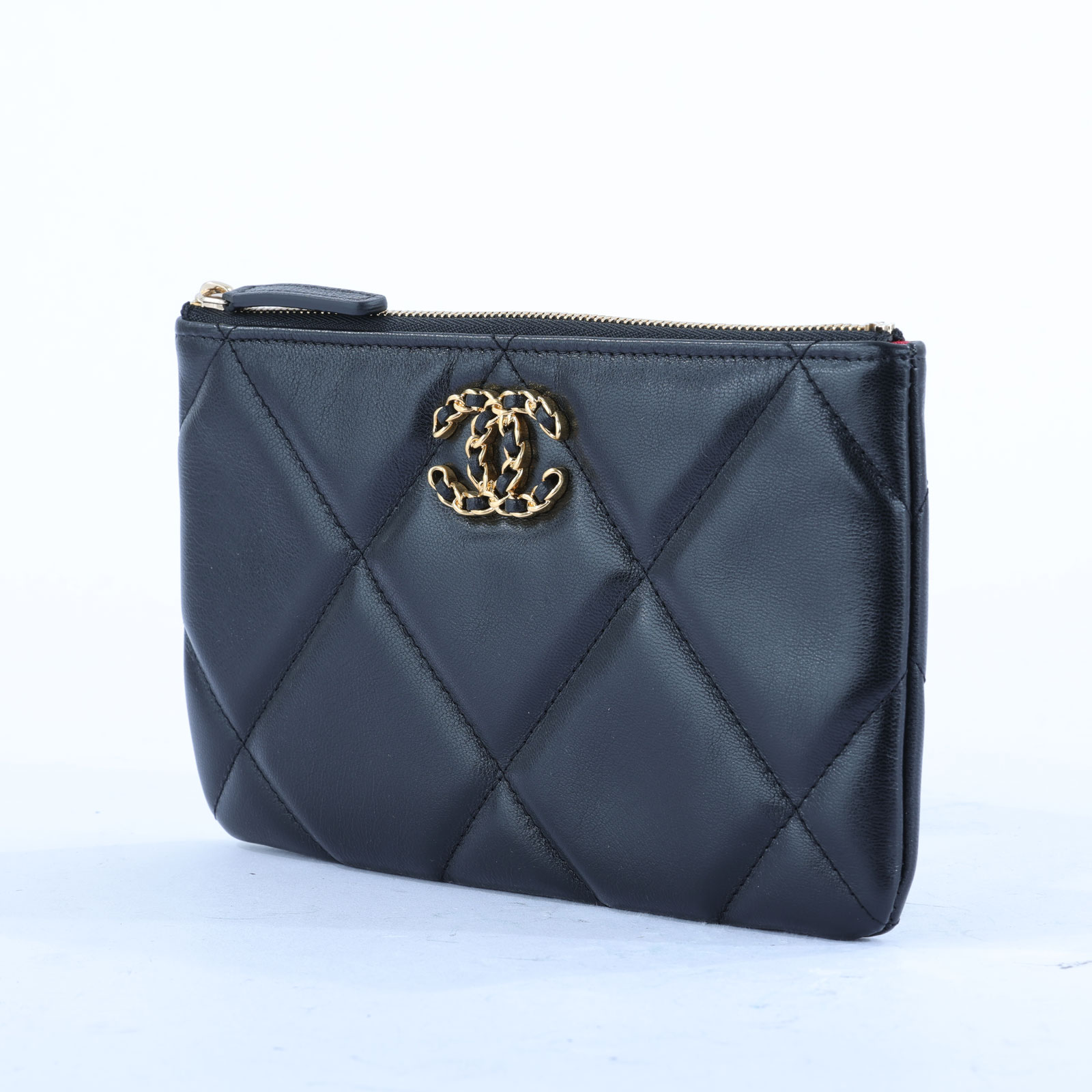 香奈兒 CHANEL 19 菱格 小羊皮 拉鍊 手拿包 AP1059 29開黑19 POUCH 原廠盒子/防塵袋/保證卡