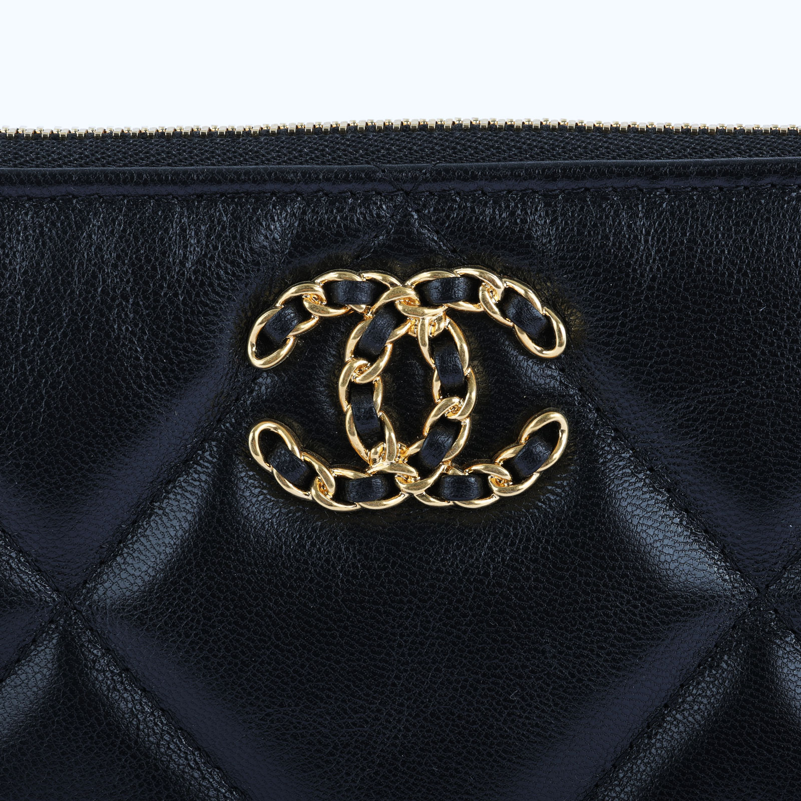 香奈兒 CHANEL 19 菱格 小羊皮 拉鍊 手拿包 AP1059 29開黑19 POUCH 原廠盒子/防塵袋/保證卡