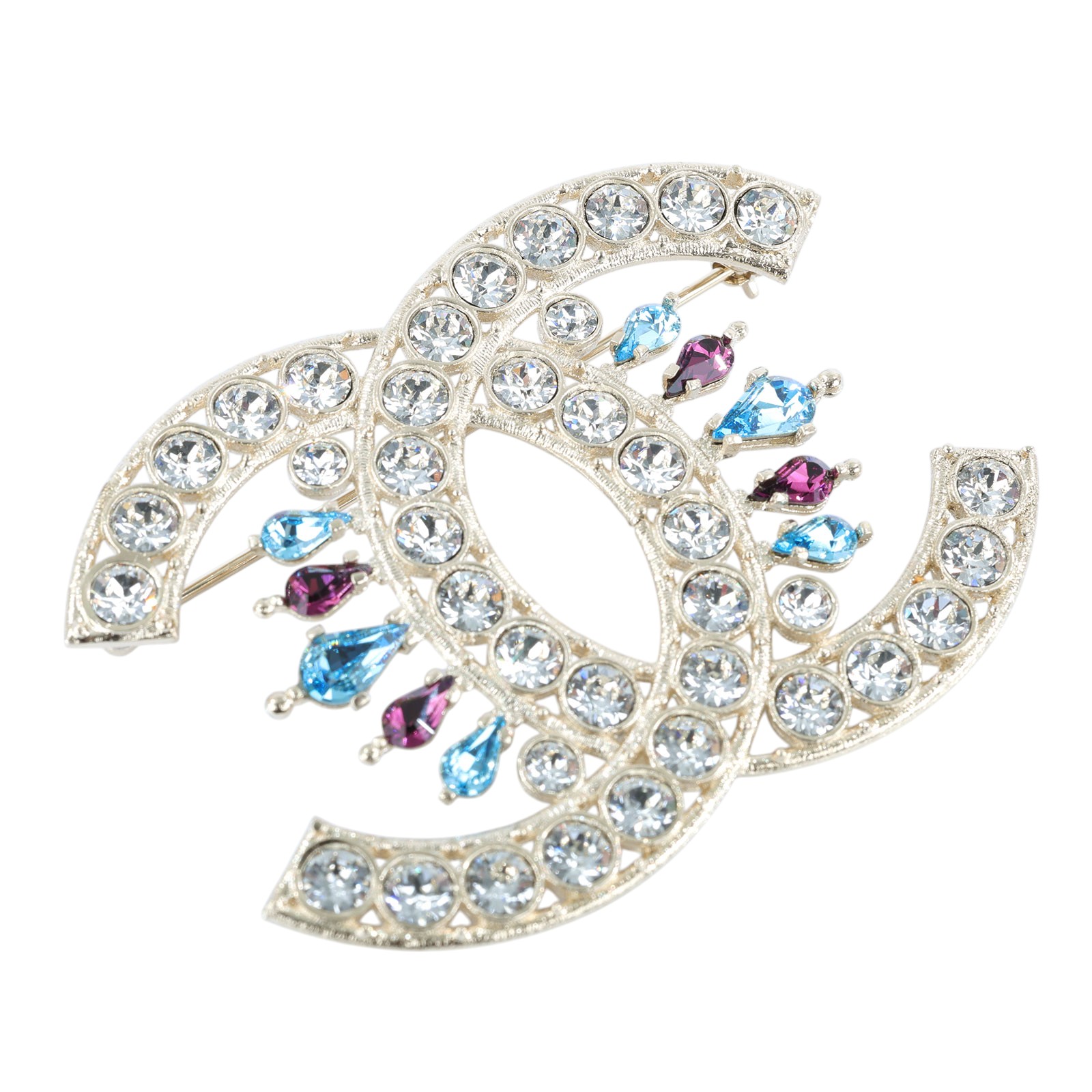 香奈兒CHANEL 胸針飾品G19S 水鑽大雙C胸針原廠盒子二手精品- BRAND楓月