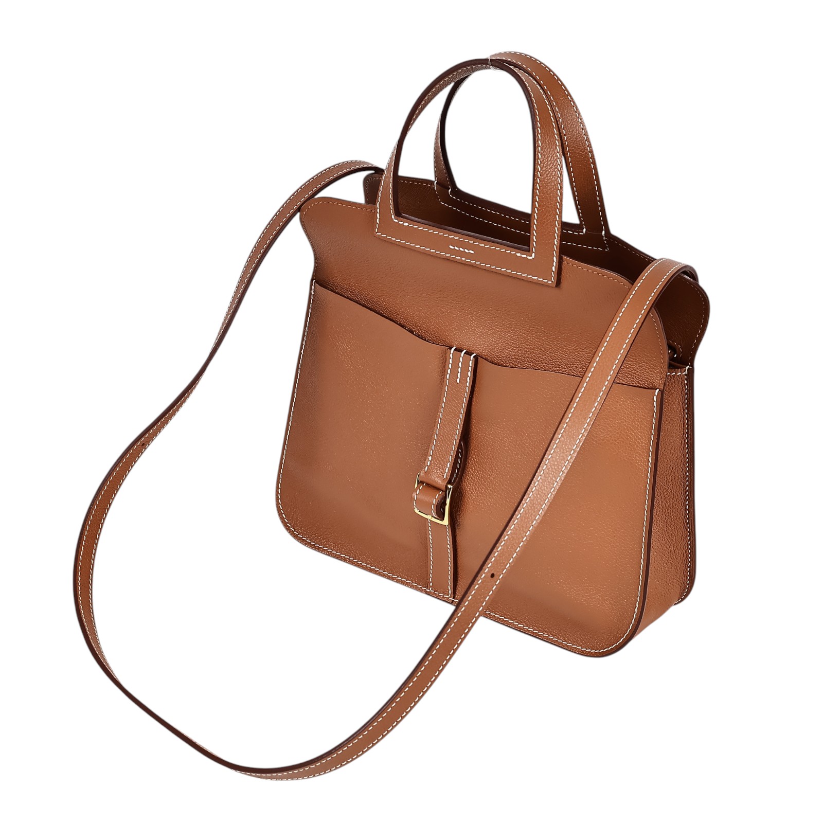 愛馬仕 Hermès Halzan 25 手拿 手提 肩背 斜背包 HZ25 B刻 金棕HALZAN25 防塵袋