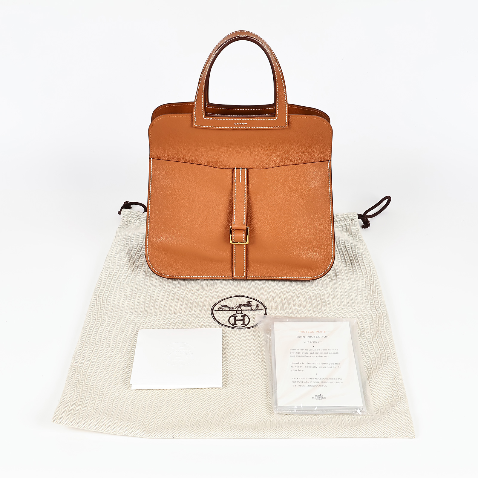 愛馬仕 Hermès Halzan 25 手拿 手提 肩背 斜背包 HZ25 B刻 金棕HALZAN25 防塵袋