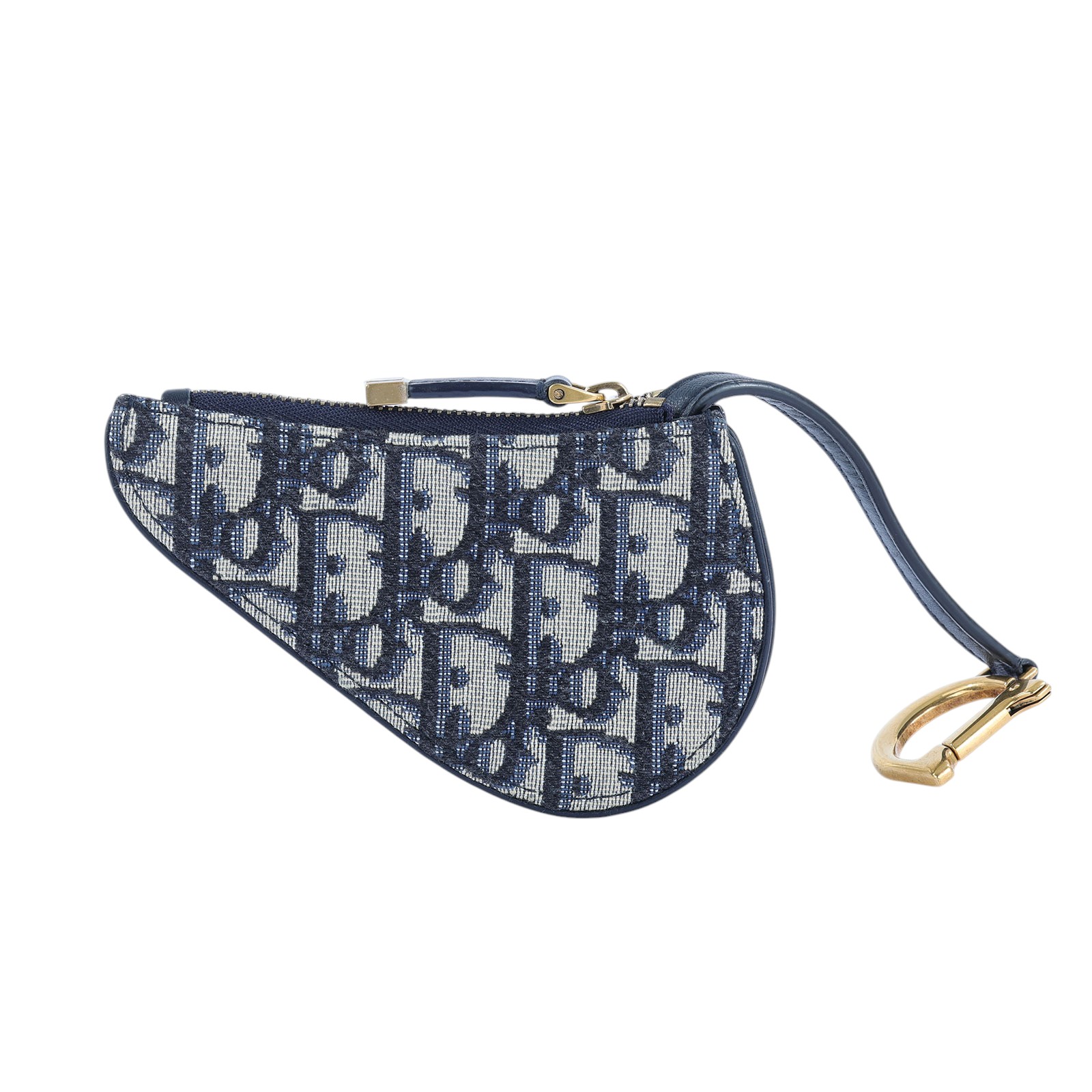 迪奧 CHRISTIAN DIOR Saddle 零錢包  藍緹花帆布SADDLE馬鞍零錢包 無附屬品