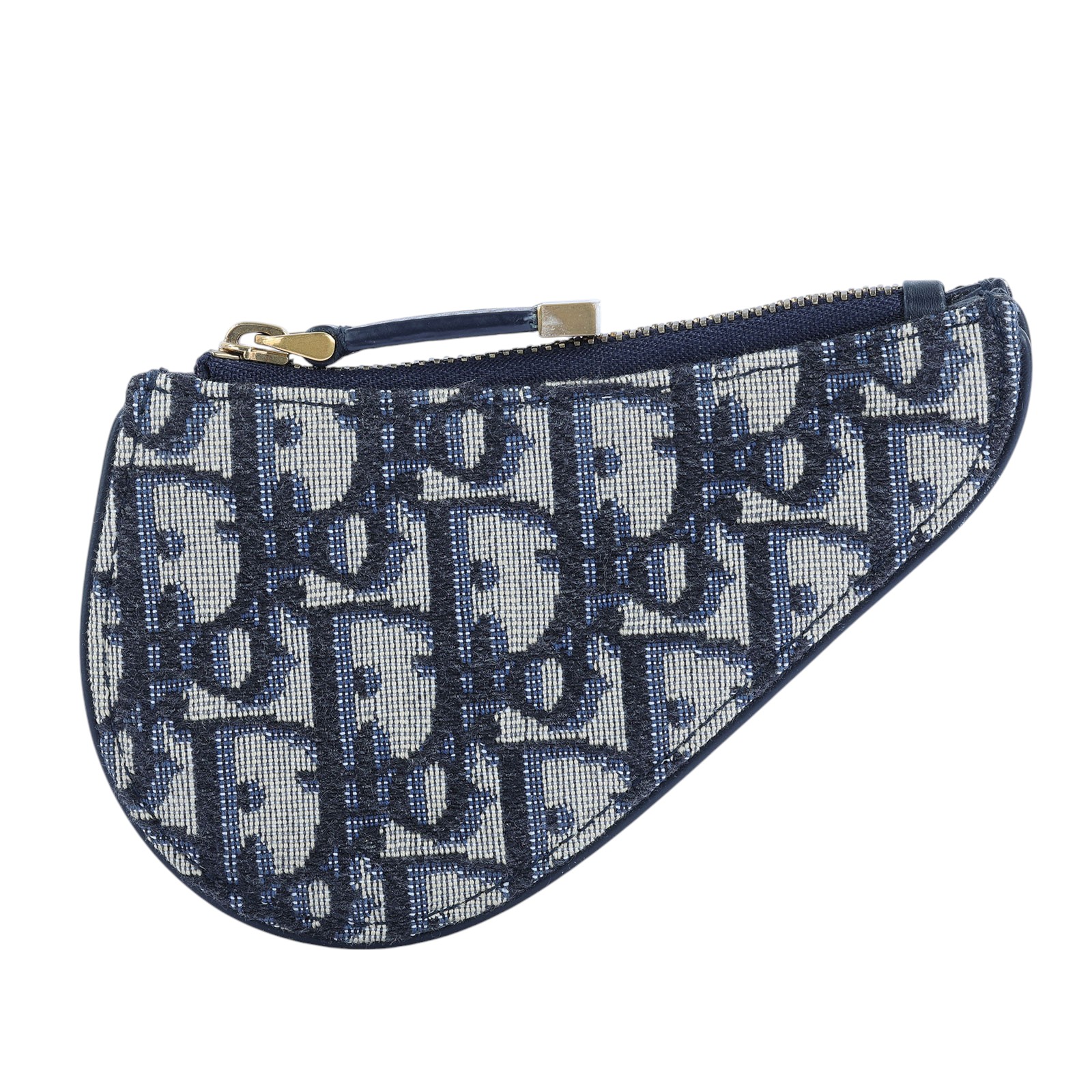 迪奧 CHRISTIAN DIOR Saddle 零錢包  藍緹花帆布SADDLE馬鞍零錢包 無附屬品