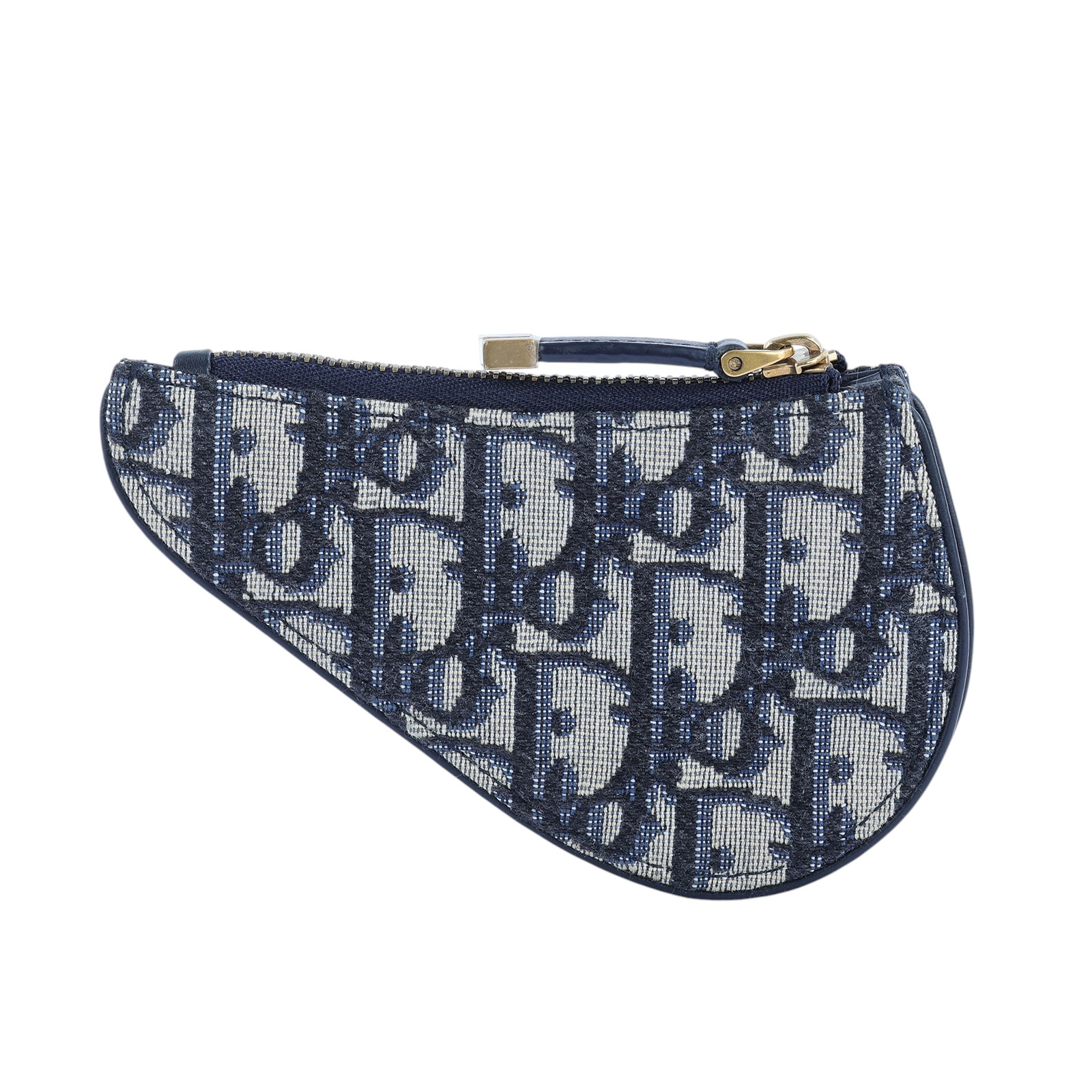 迪奧 CHRISTIAN DIOR Saddle 零錢包  藍緹花帆布SADDLE馬鞍零錢包 無附屬品