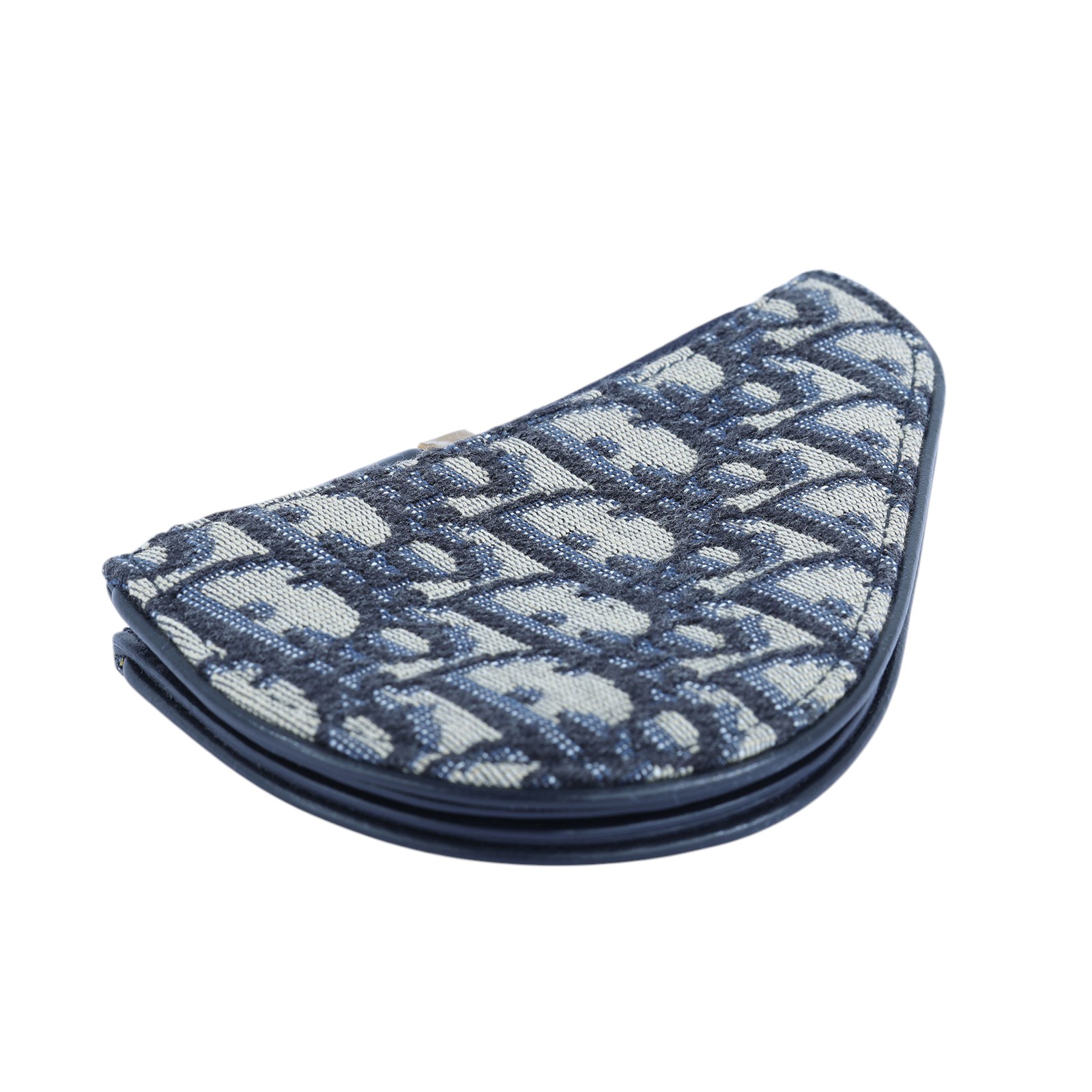 迪奧 CHRISTIAN DIOR Saddle 零錢包  藍緹花帆布SADDLE馬鞍零錢包 無附屬品