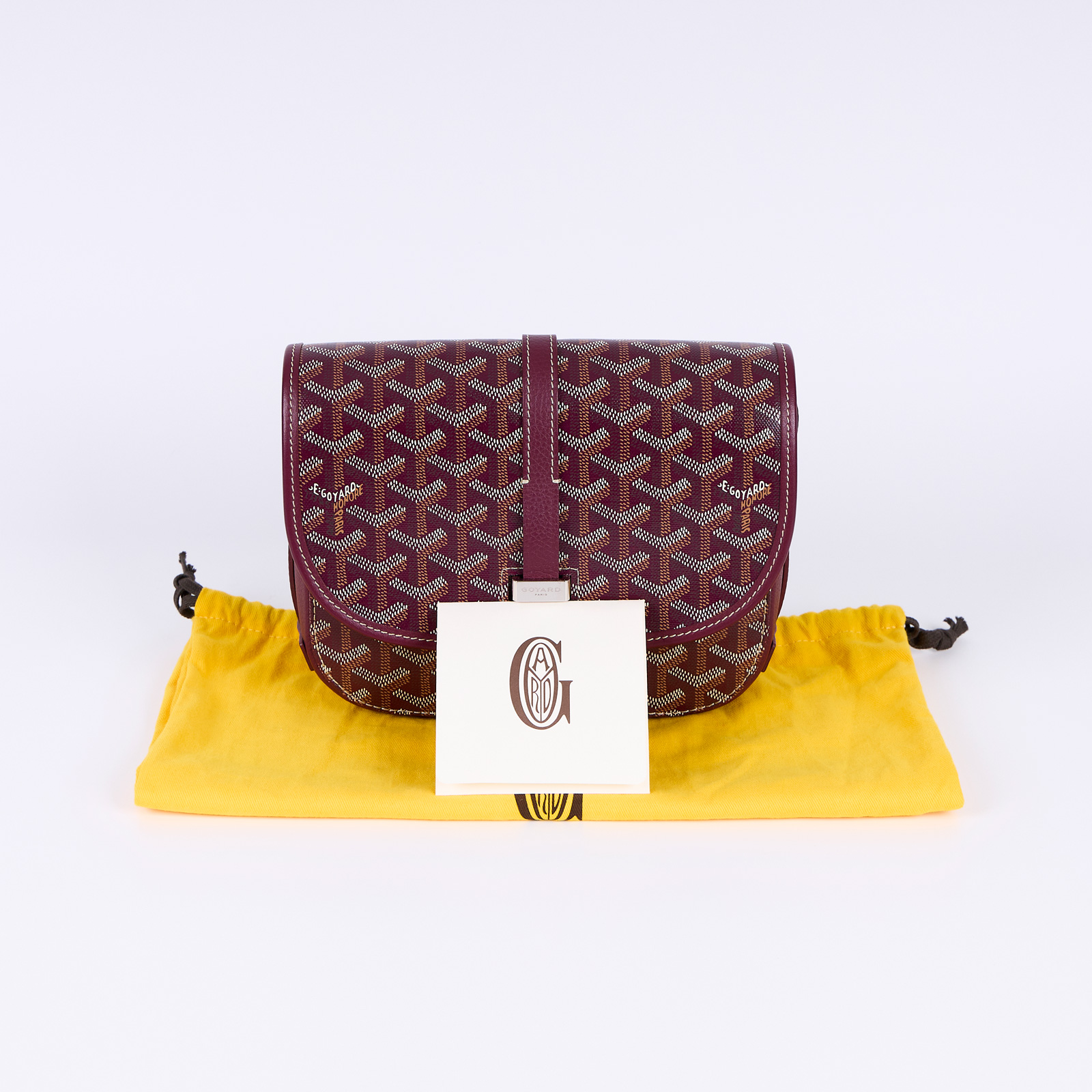 高雅德 GOYARD Belvédère PM 小型 馬鞍包 BELVE3PMLTY ☆酒紅色BELVEDERE斜背包 防塵袋