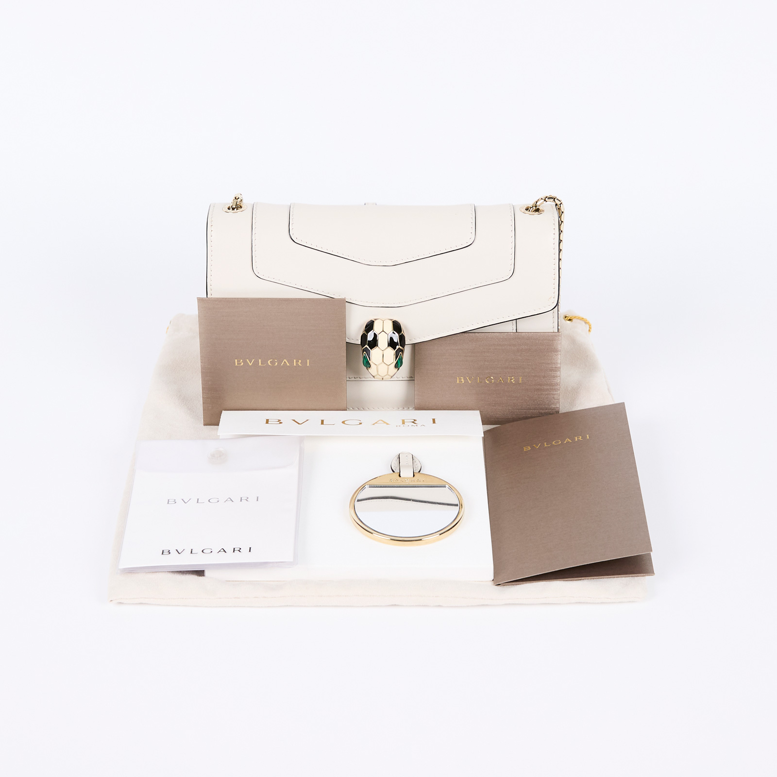 寶格麗 BVLGARI Serpenti Forever 口蓋包 286180 白蛇頭包 防塵袋/保證卡/鏡子