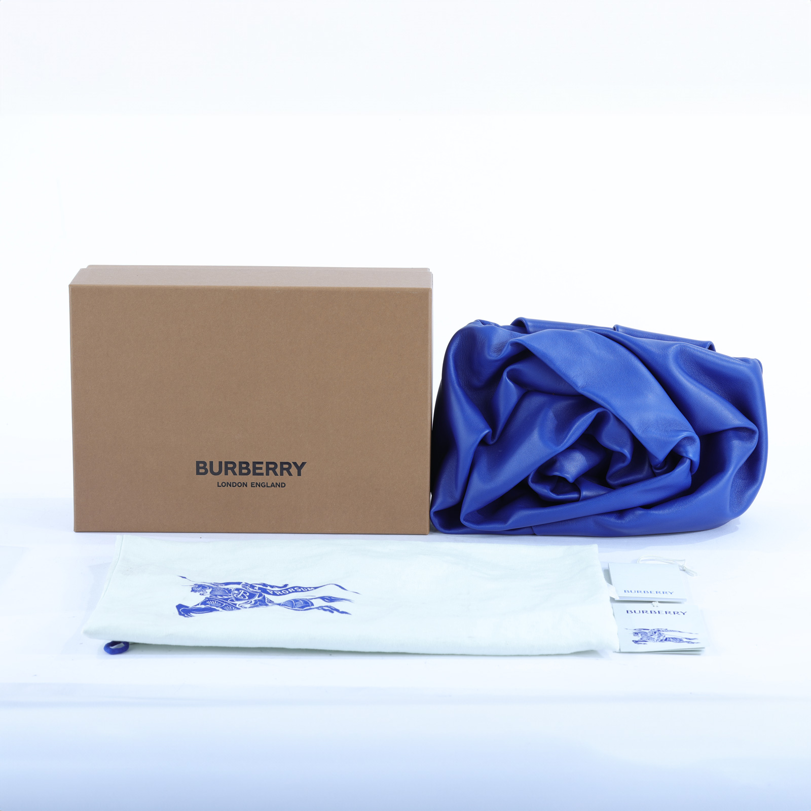 博柏利 BURBERRY Rose 褶飾皮革 手拿包 8079184 藍ROSE CLUTCH 原廠盒子/防塵袋