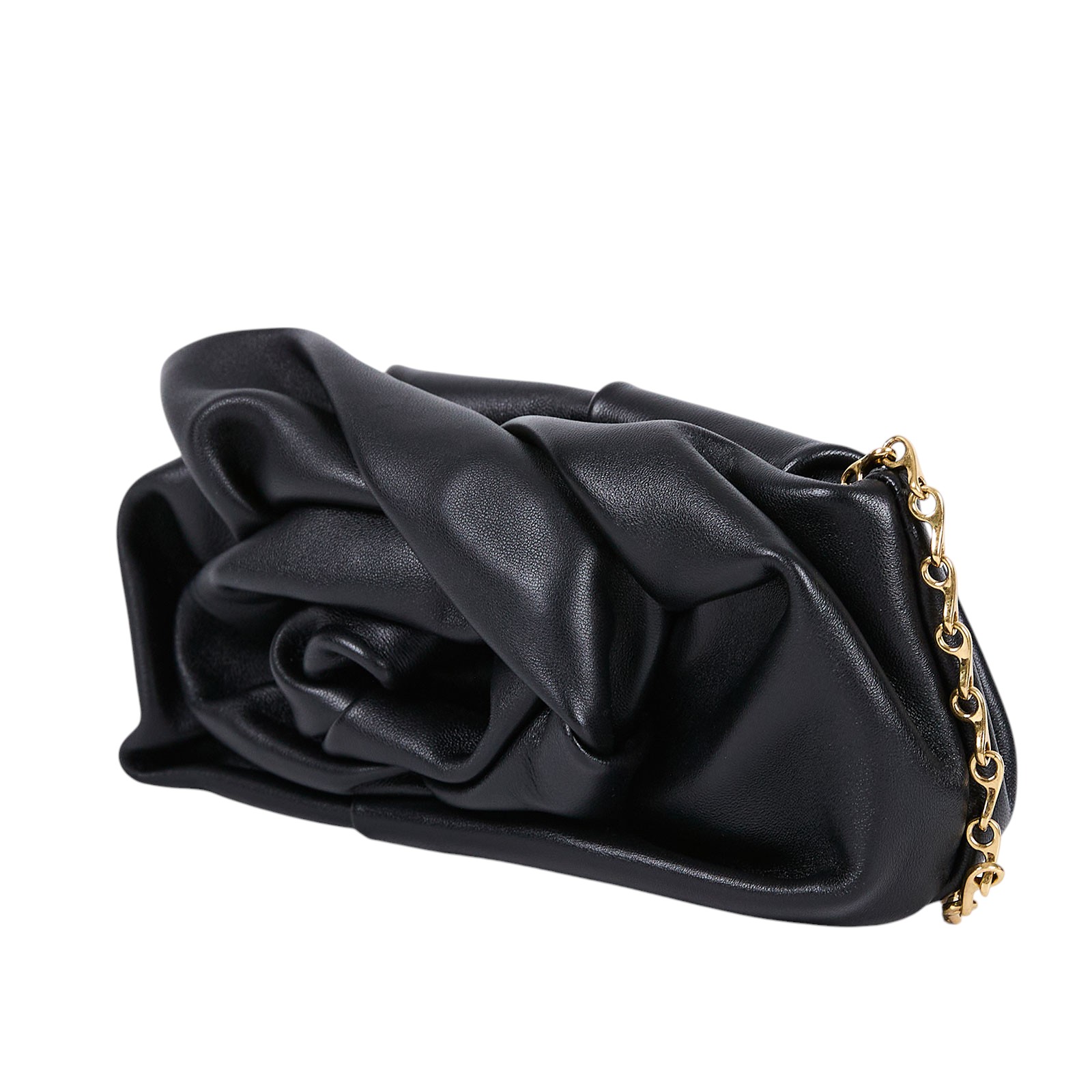 博柏利 BURBERRY Rose 褶飾皮革 手拿包 8079187 黑ROSE CLUTCH 原廠盒子/防塵袋