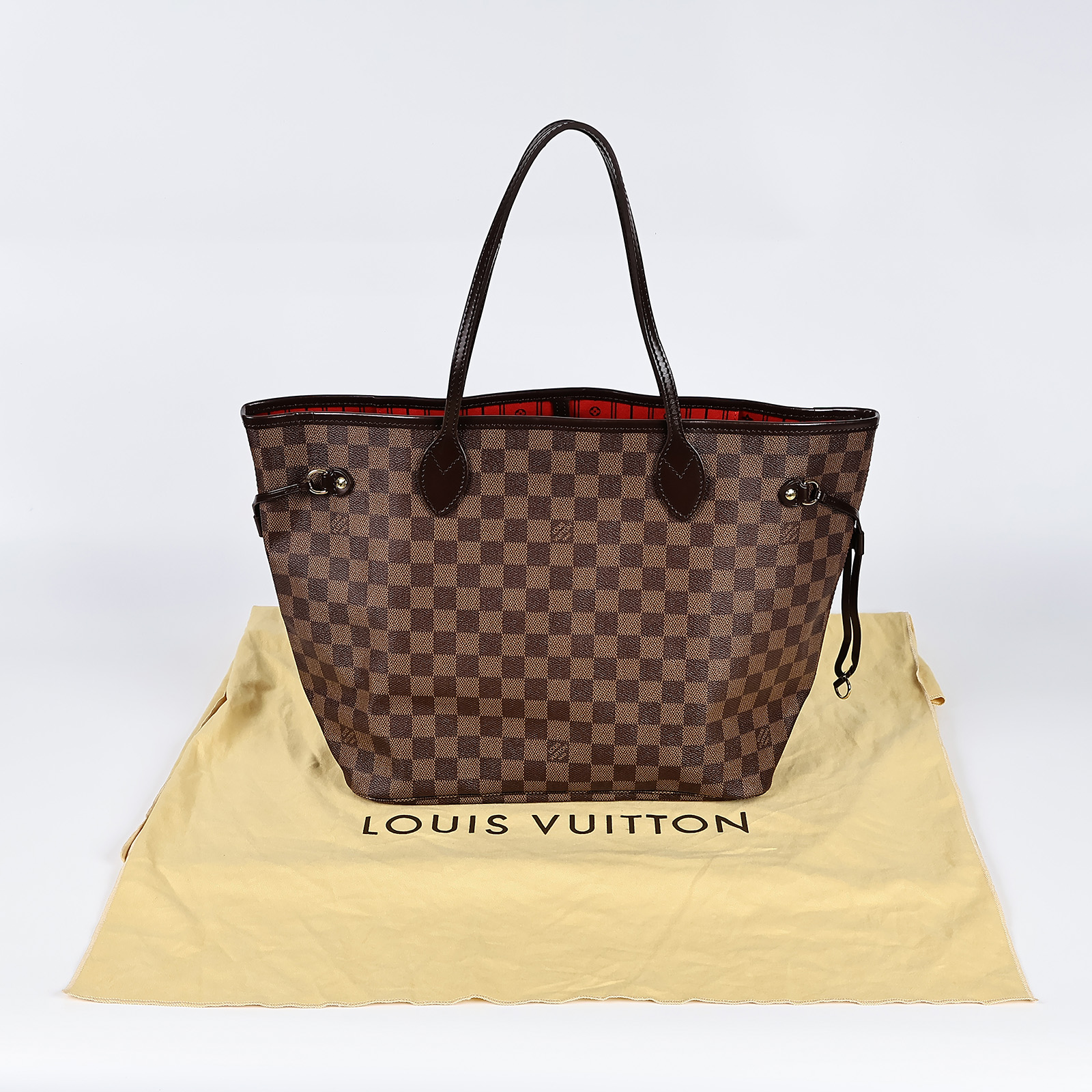 路易威登 LOUIS VUITTON 棕棋盤 MM 托特包 N51105 棋盤NEVERFULL MM 防塵袋