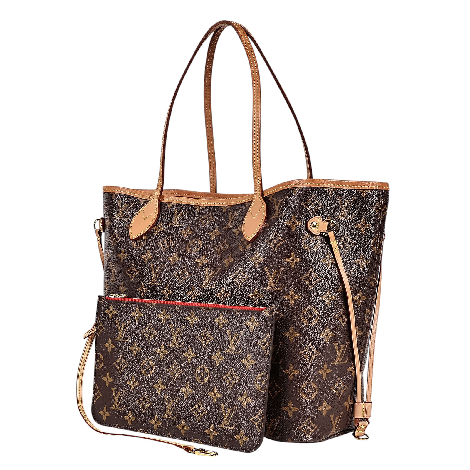 路易威登 LOUIS VUITTON Neverfull MM 櫻桃紅 肩背購物包 M41177 原花NEVERFULL MM 內袋