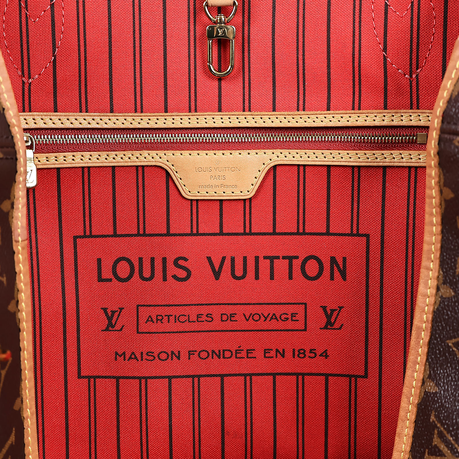 路易威登 LOUIS VUITTON Neverfull MM 櫻桃紅 肩背購物包 M41177 原花NEVERFULL MM 內袋