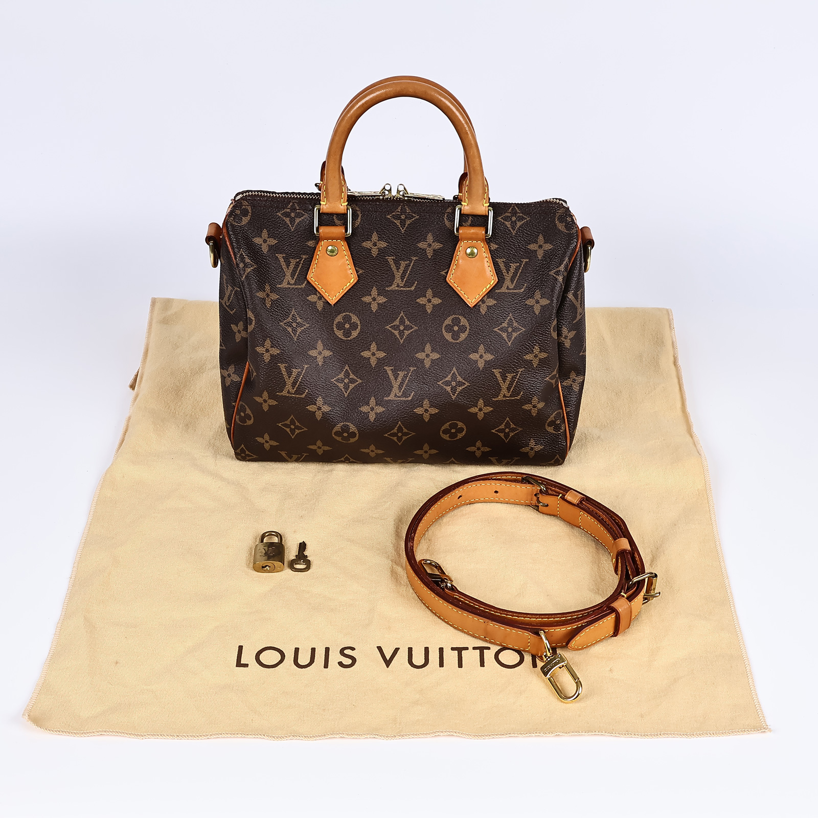 路易威登 LOUIS VUITTON Speedy Bandoulière  25 經典帆布 手提 斜背 波士頓包 M41113  防塵袋