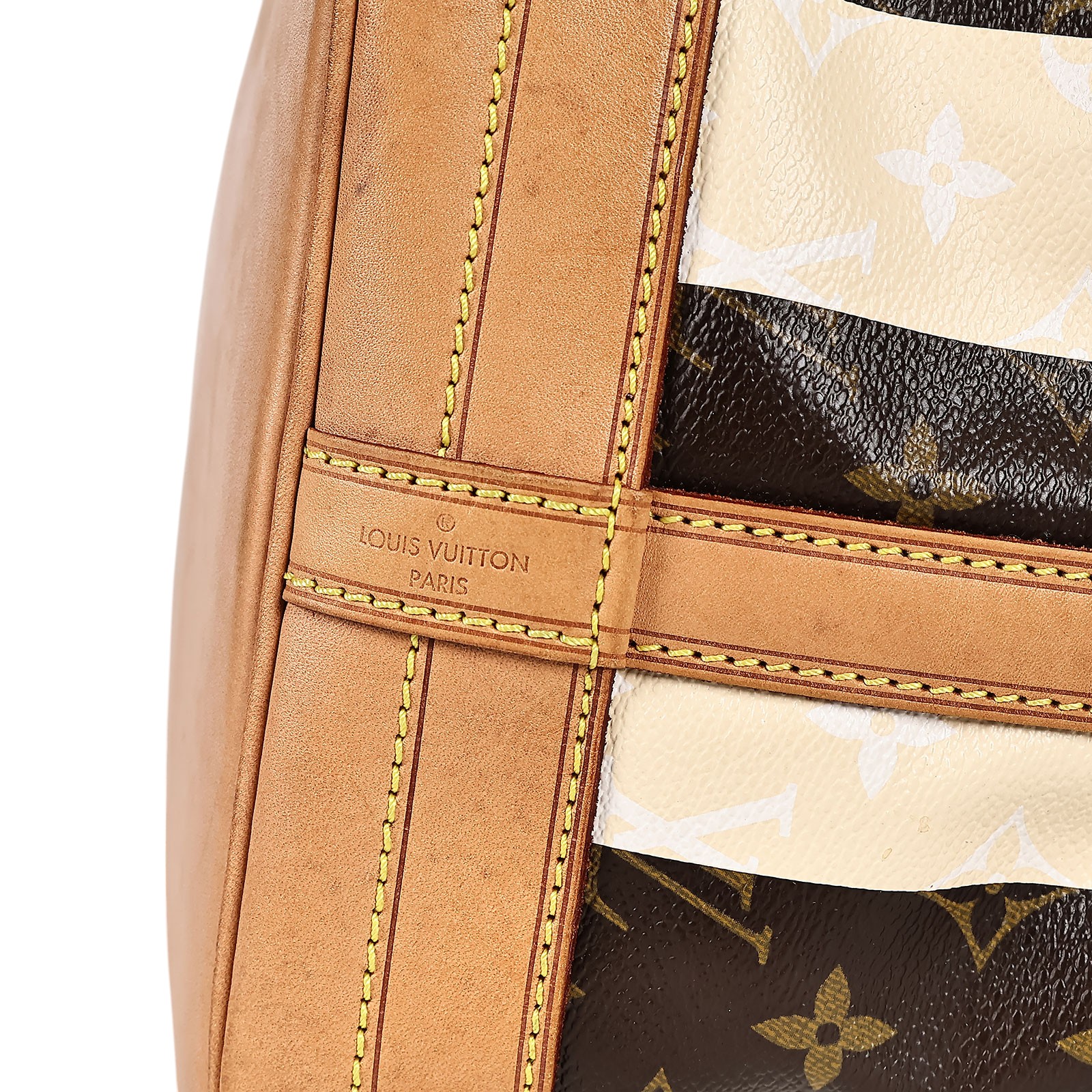 路易威登 LOUIS VUITTON Noe 條紋 牛皮 水桶包 M40563 老花RAYURES NOE水桶包 無附屬品