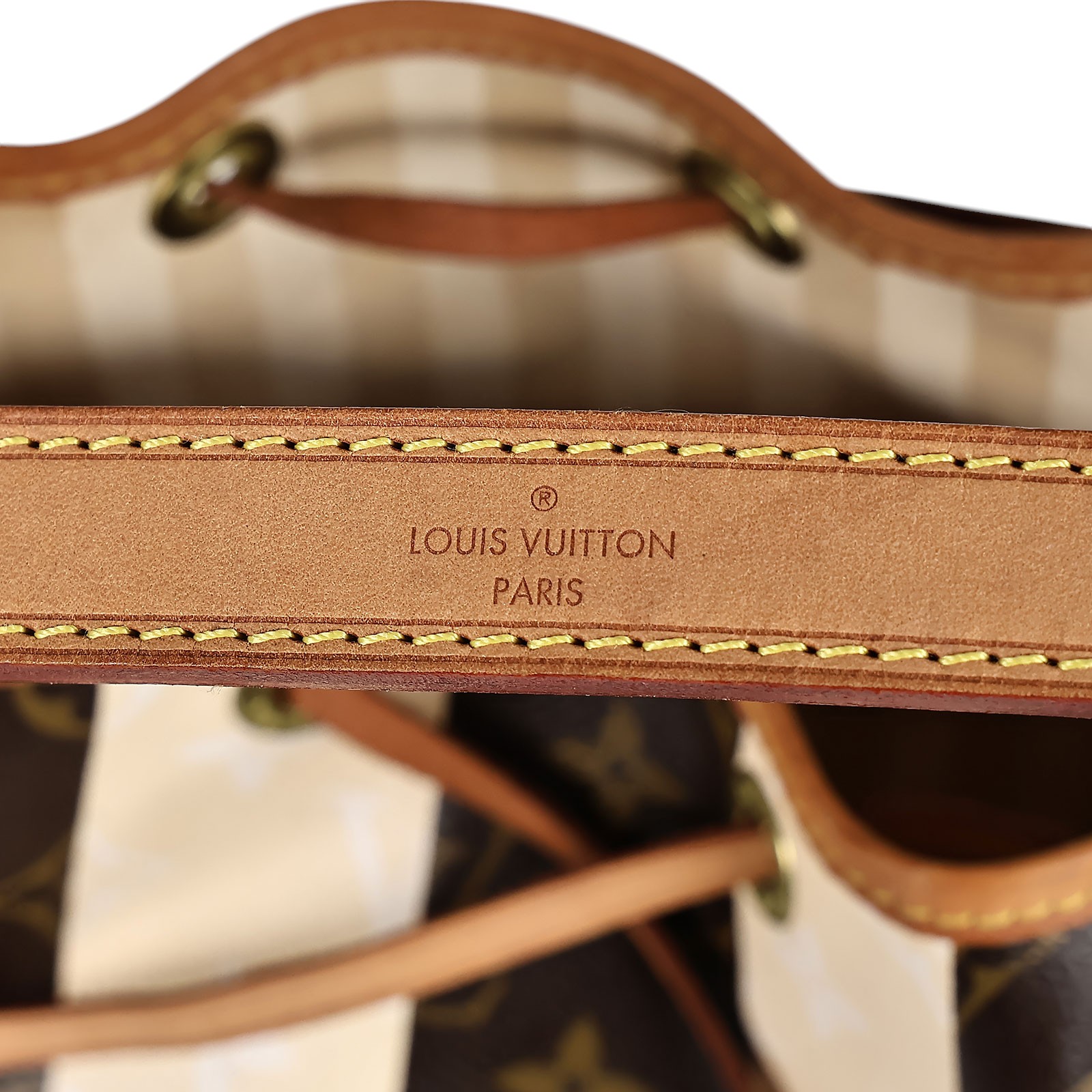 路易威登 LOUIS VUITTON Noe 條紋 牛皮 水桶包 M40563 老花RAYURES NOE水桶包 無附屬品