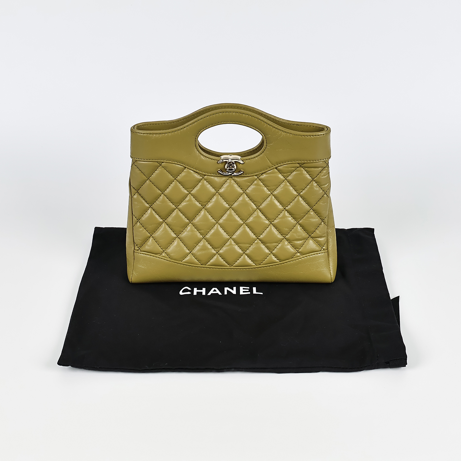 香奈兒 CHANEL CC Logo 31包 菱格紋 鍊帶 肩背 手提包 AS4133 晶片款 抹茶31包 MINI 防塵袋