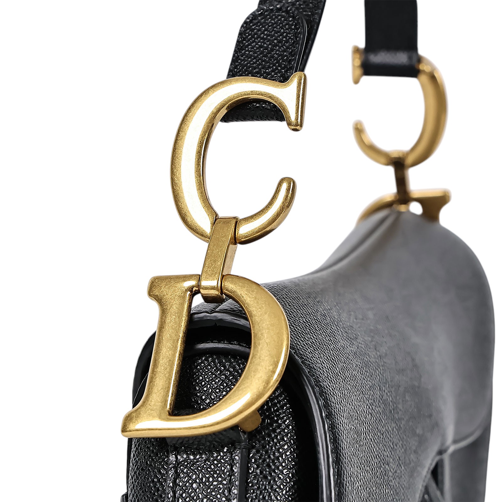 迪奧 CHRISTIAN DIOR Saddle 馬鞍包 手提 肩背包 小牛皮 M0455CBAA 黑金荔枝SADDLE馬鞍包 防塵袋/保證卡/購買證明