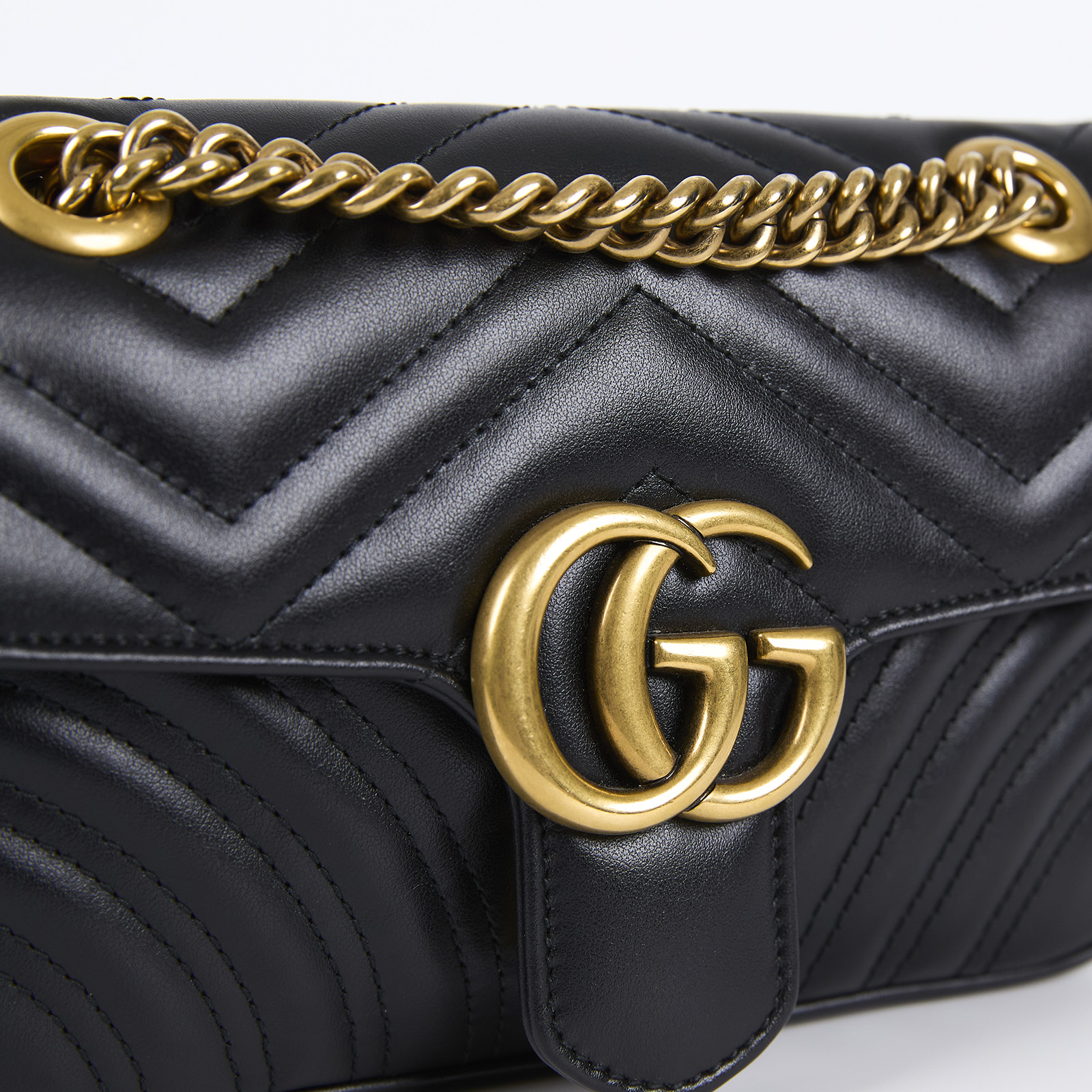 古馳 GUCCI GG Marmont 迷你肩揹袋 446744 黑MARMONT鍊包 原廠盒子/防塵袋