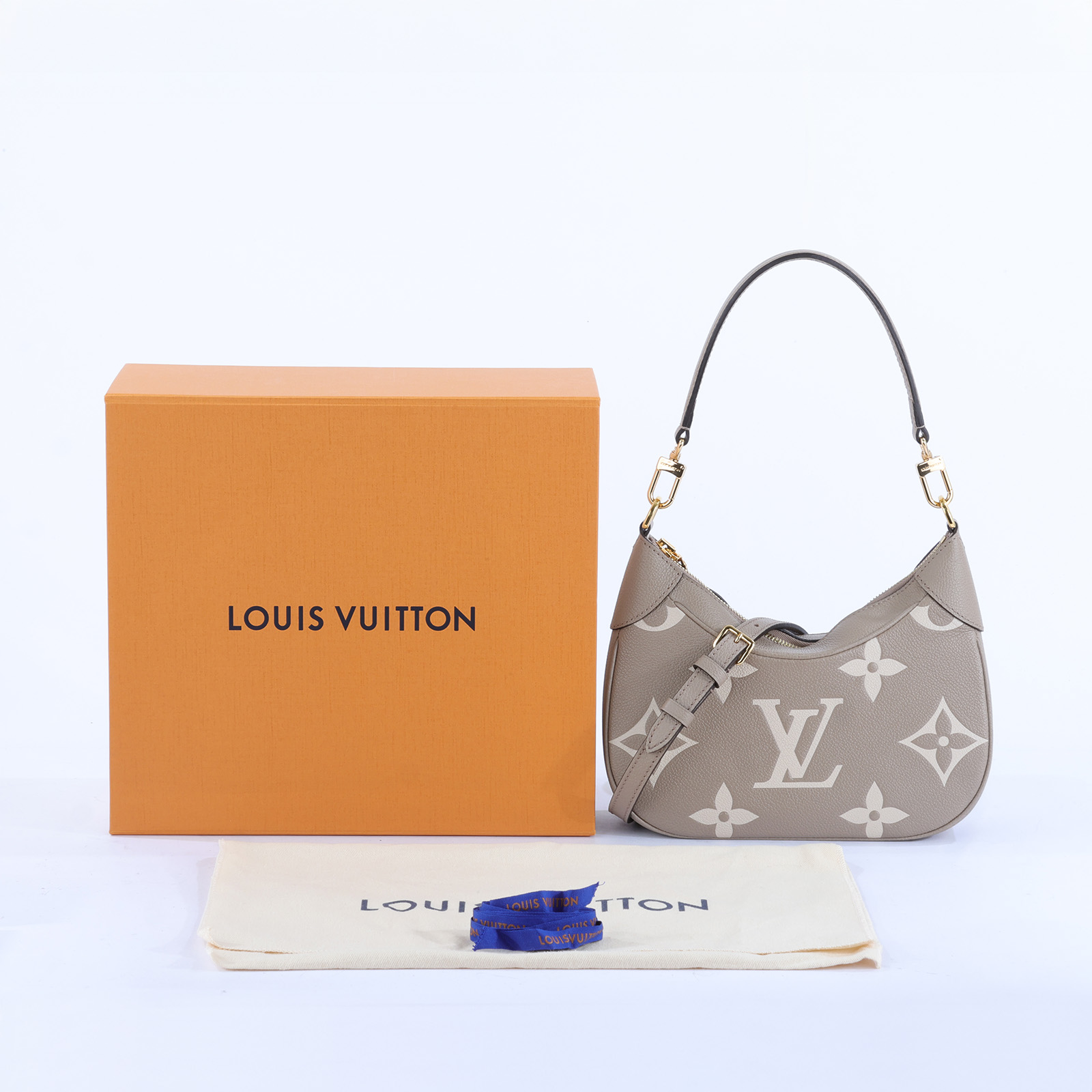 路易威登 LOUIS VUITTON Bagatelle 雙色 牛皮 肩背 斜背包 M46112 晶片款 斑鳩灰BAGATELLE 原廠盒子/防塵袋