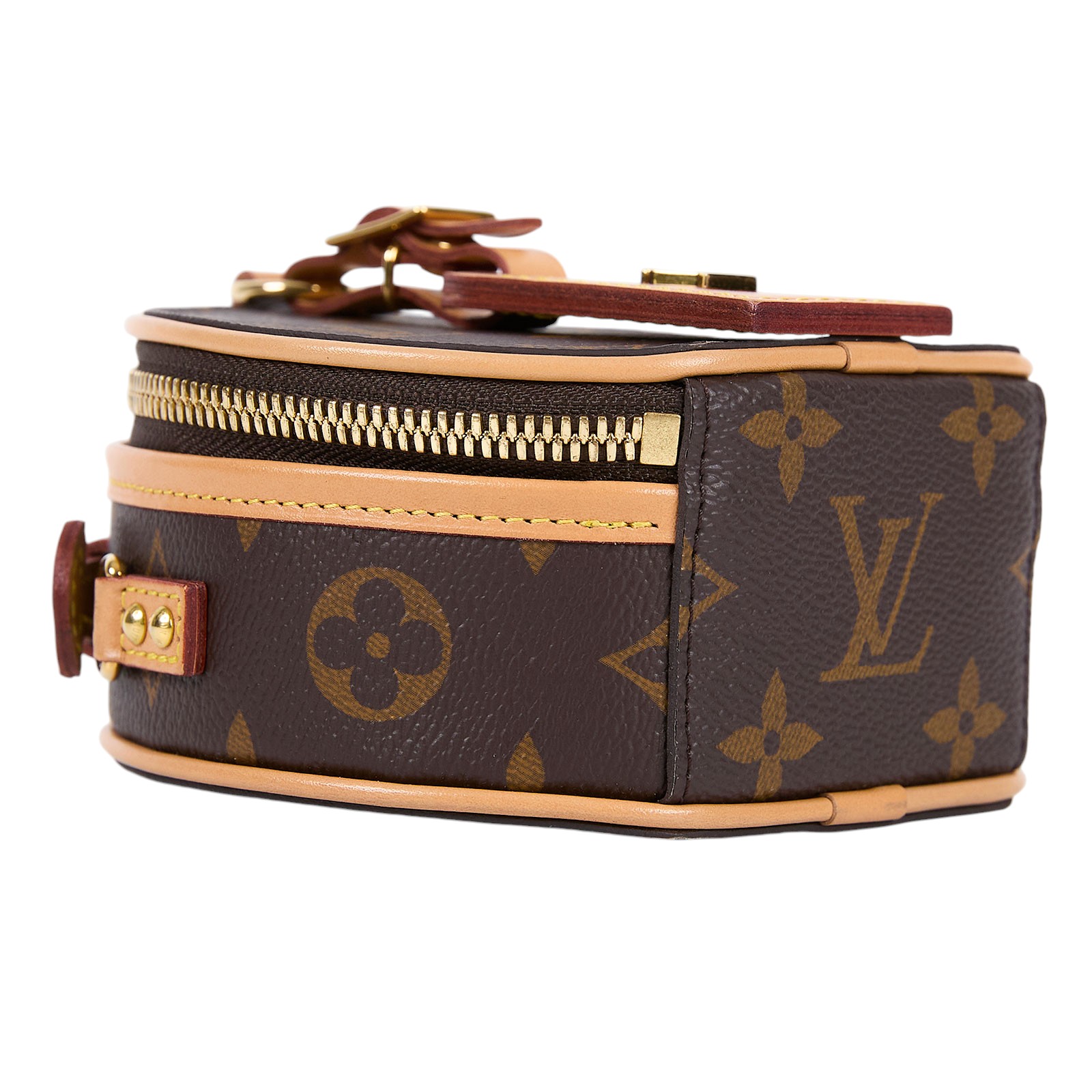 路易威登 LOUIS VUITTON Mini Boîte Chapeau 圓餅盒 經典原花 拼色 單肩 斜挎包 M44699 晶片款  原廠盒子/防塵袋