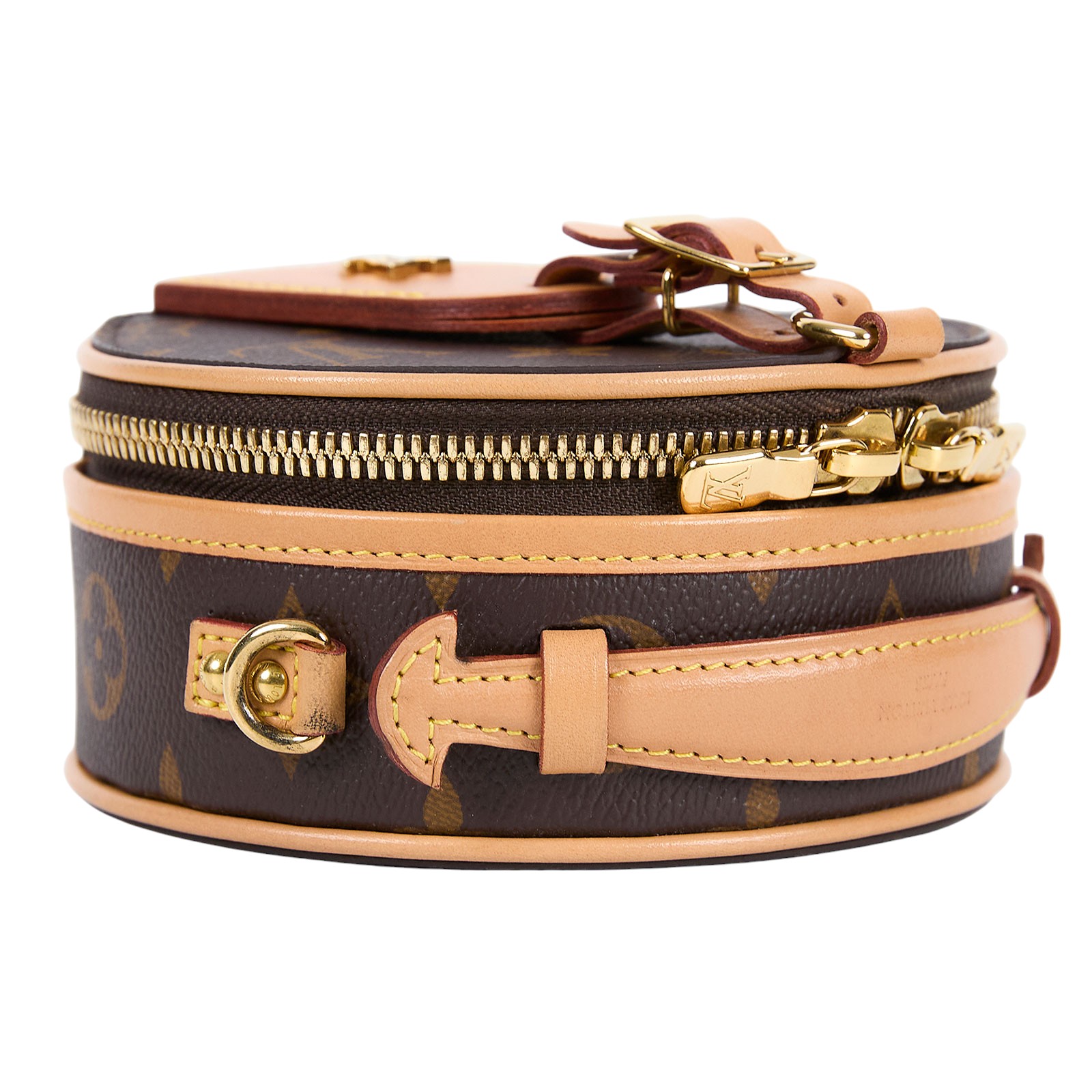 路易威登 LOUIS VUITTON Mini Boîte Chapeau 圓餅盒 經典原花 拼色 單肩 斜挎包 M44699 晶片款  原廠盒子/防塵袋