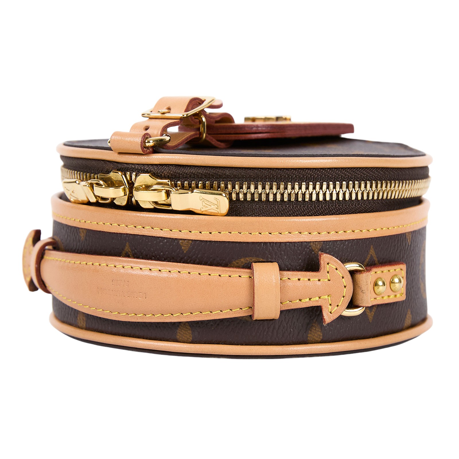 路易威登 LOUIS VUITTON Mini Boîte Chapeau 圓餅盒 經典原花 拼色 單肩 斜挎包 M44699 晶片款  原廠盒子/防塵袋