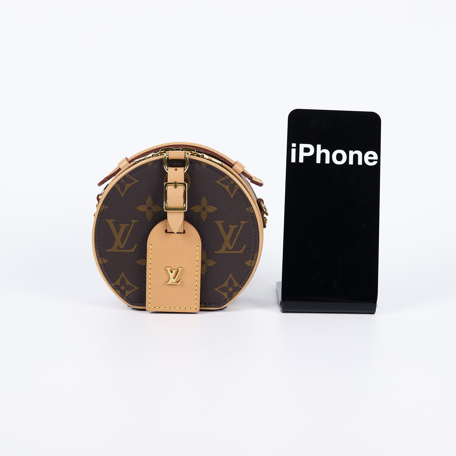路易威登 LOUIS VUITTON Mini Boîte Chapeau 圓餅盒 經典原花 拼色 單肩 斜挎包 M44699 晶片款  原廠盒子/防塵袋