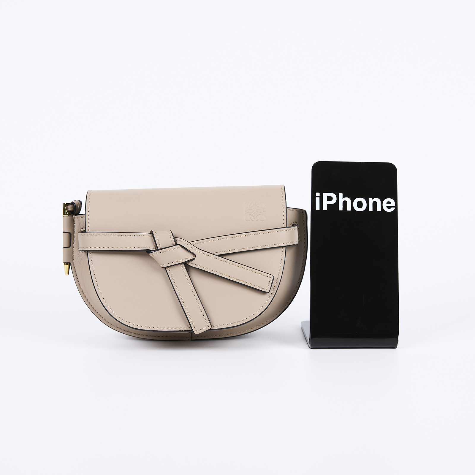 羅意威 LOEWE Mini Gate Dual bag 迷你 小牛皮 肩背包 帆布背帶  奶茶MINI GATE帆布背帶 防塵袋