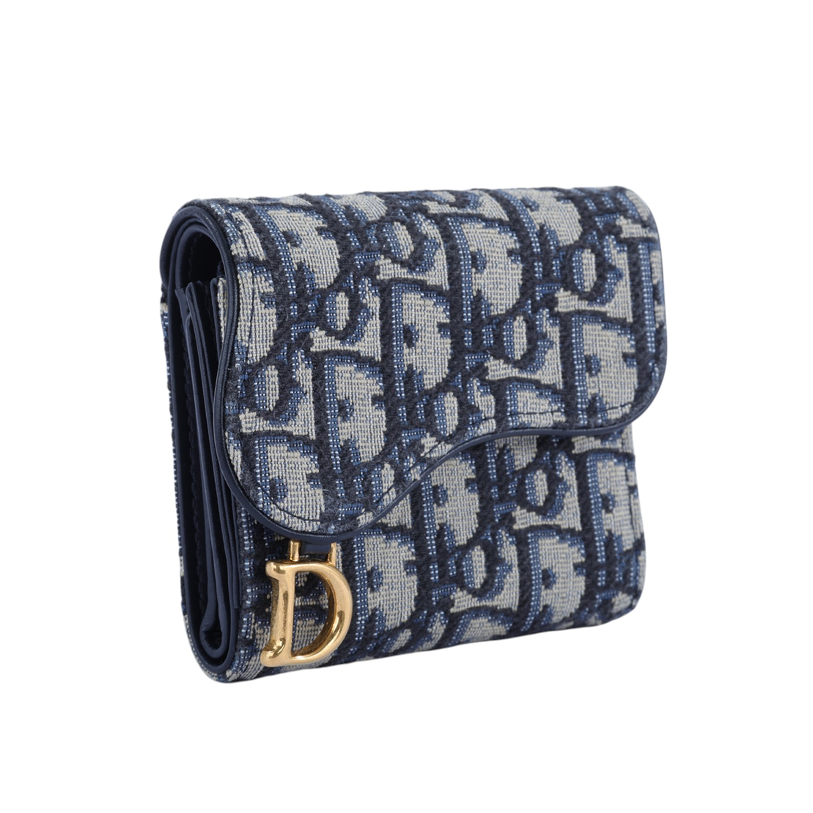 迪奧 CHRISTIAN DIOR Saddle Lotus 錢包 短夾 緹花 S5652CTZQ  原廠盒子/防塵袋/台灣購買證明/發票