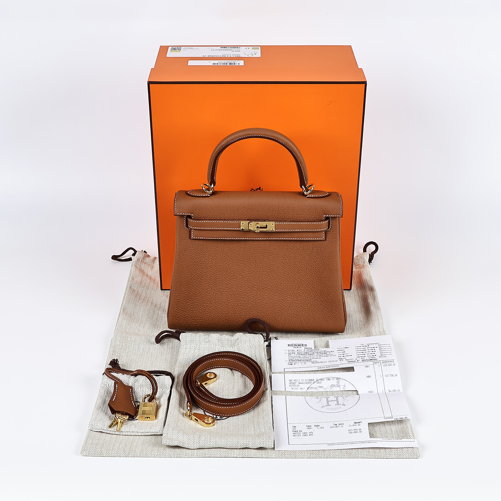 愛馬仕 Hermès Kelly Bag 凱莉包 25 KL25 H044624/K刻  原廠盒子/防塵袋/背帶/鎖組/購買證明影本