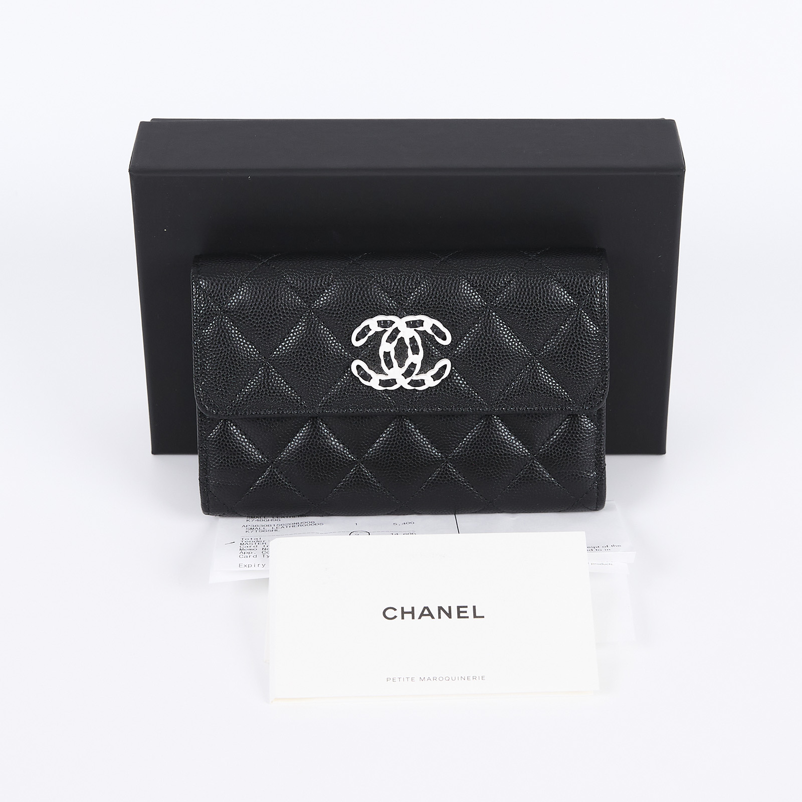 香奈兒 CHANEL 19 錢包 中夾 AP3714 黑荔枝19中夾 原廠盒子/購買證明