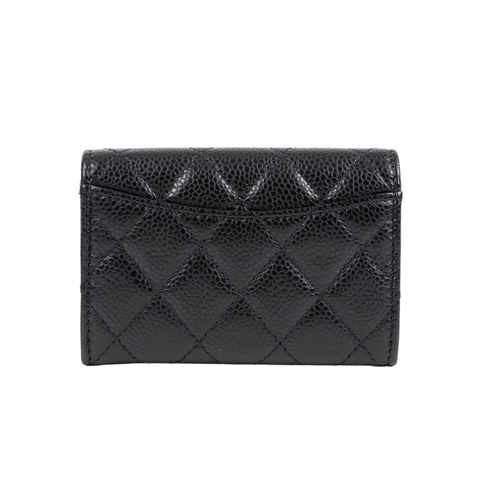 香奈兒 CHANEL 經典口蓋卡片夾 AP0214 黑荔枝卡包 原廠盒子/防塵袋/購買證明影本
