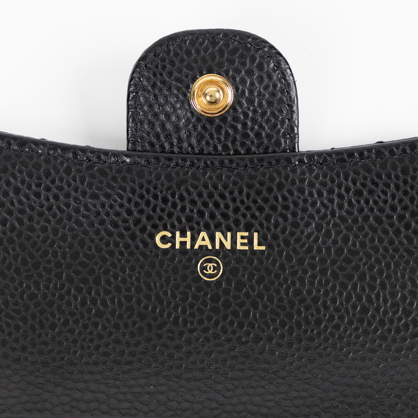 香奈兒 CHANEL 經典口蓋卡片夾 AP0214 黑荔枝卡包 原廠盒子/防塵袋/購買證明影本