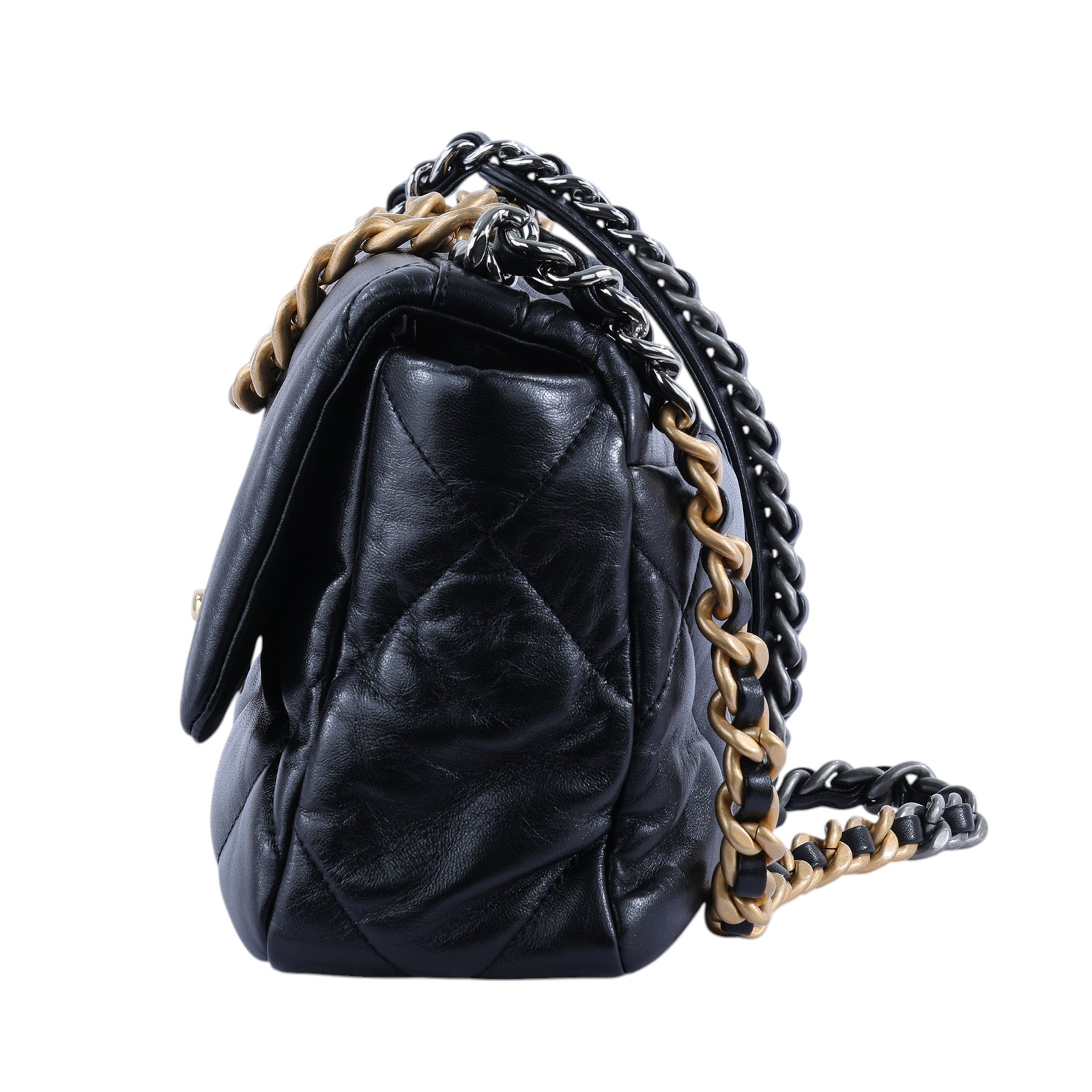 香奈兒 CHANEL 19 口蓋包 菱格紋 金銀鍊帶 手提 肩背包 AS1160 晶片款  無附屬品