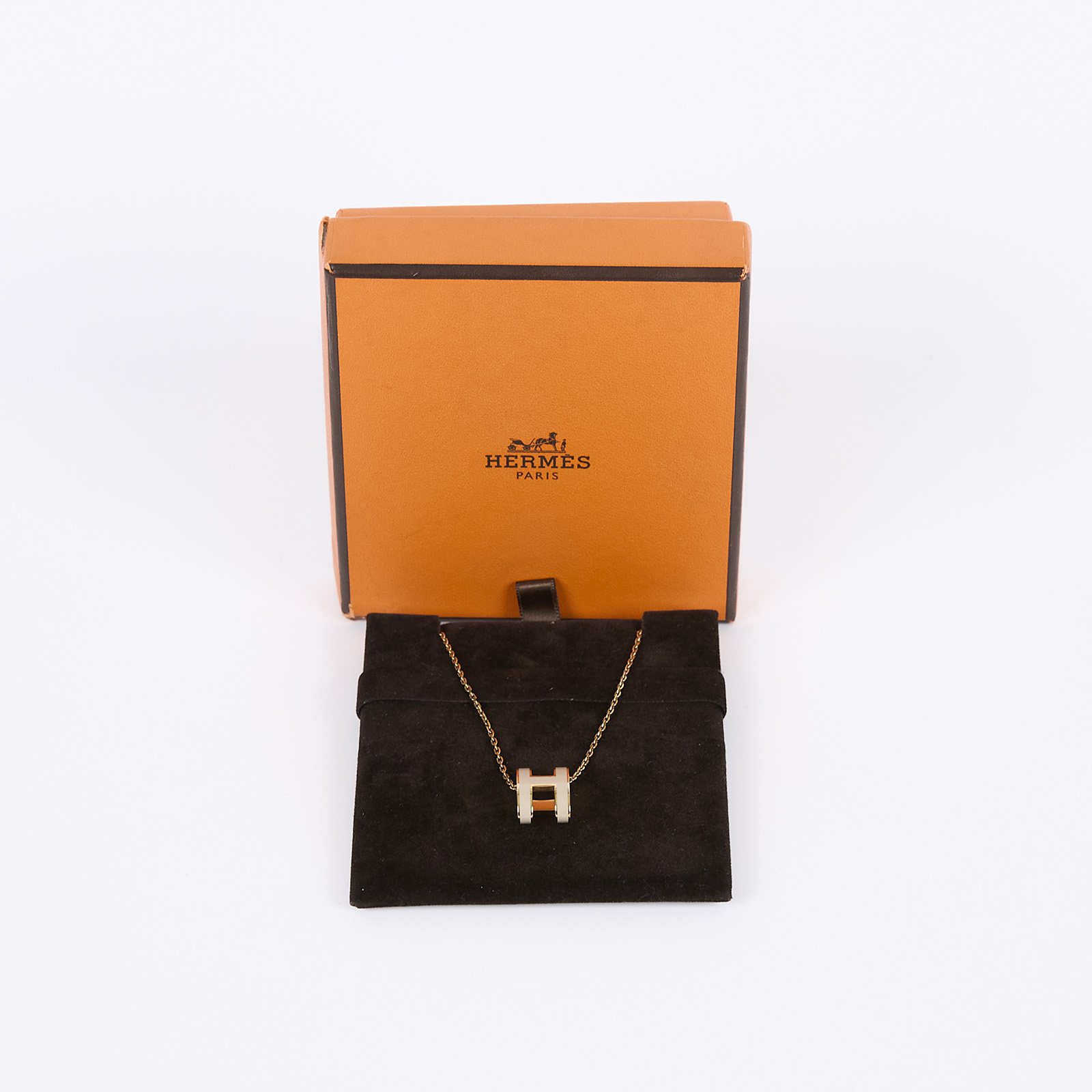 愛馬仕 Hermès Pop H 墜飾 POPHP GD0251 栗子灰POP H項鍊 原廠盒子/防塵袋