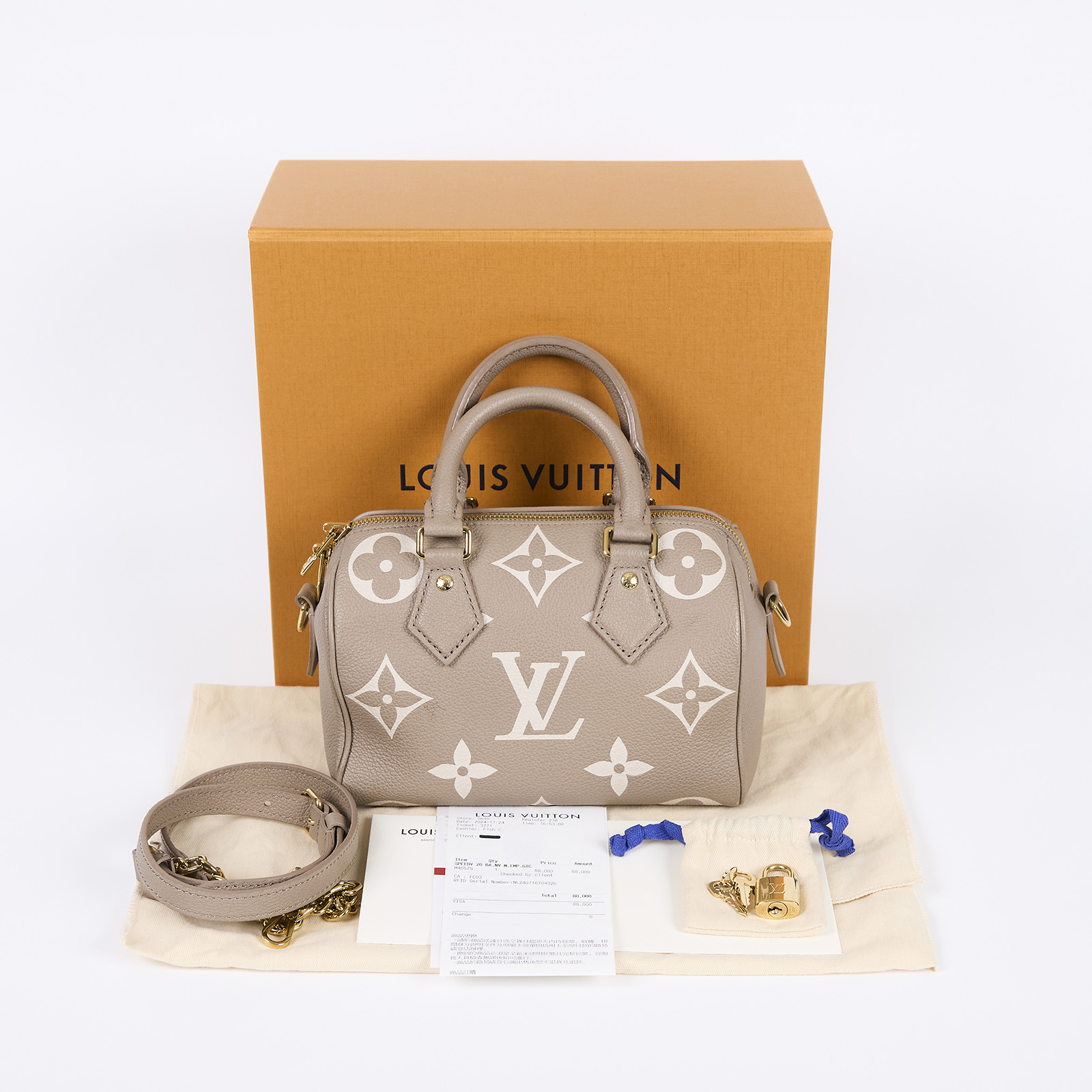 路易威登 LOUIS VUITTON Speedy Bandoulière  20 雙色 手提 斜背 波士頓包 M46575 晶片款  原廠盒子/防塵袋/台灣購買證明/鎖組