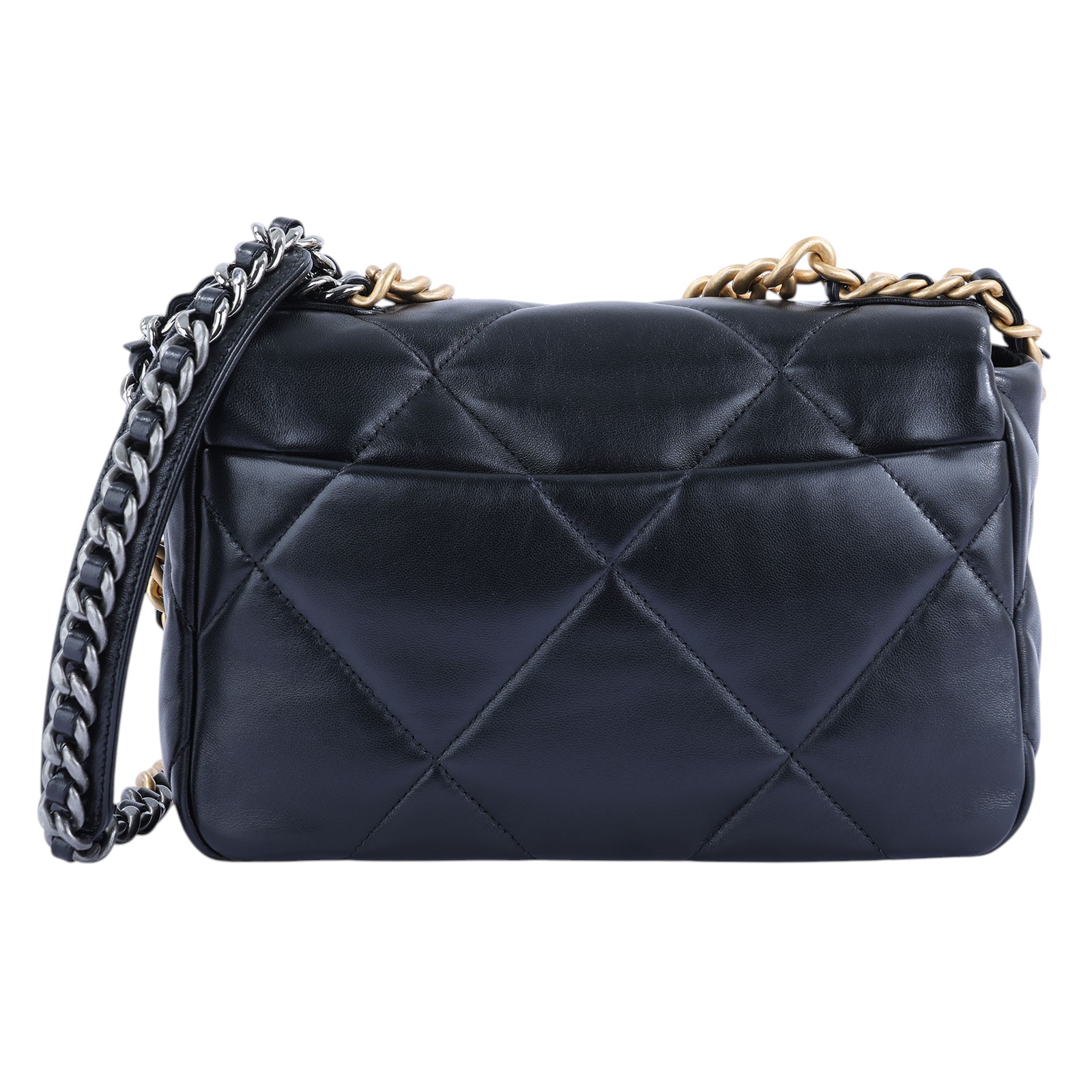 香奈兒 CHANEL 19 口蓋包 菱格紋 手提 肩背包  晶片款 黑19包 26CM 原廠盒子/防塵袋