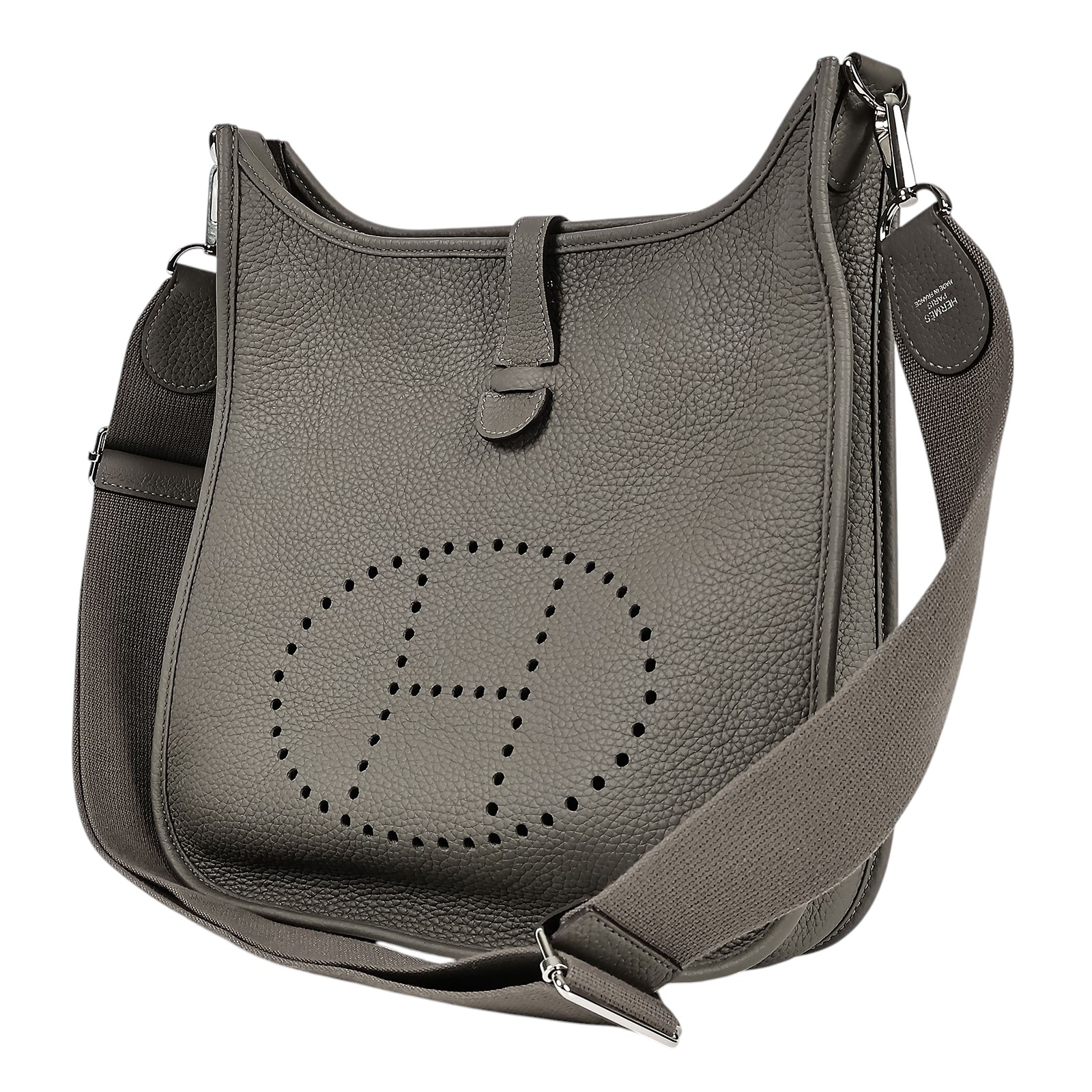 愛馬仕 Hermès Evelyne Bag 伊芙琳包 29 馬蹄型 EV29 H056277/W刻 ☆積雨雲灰EVELYNE29 背帶