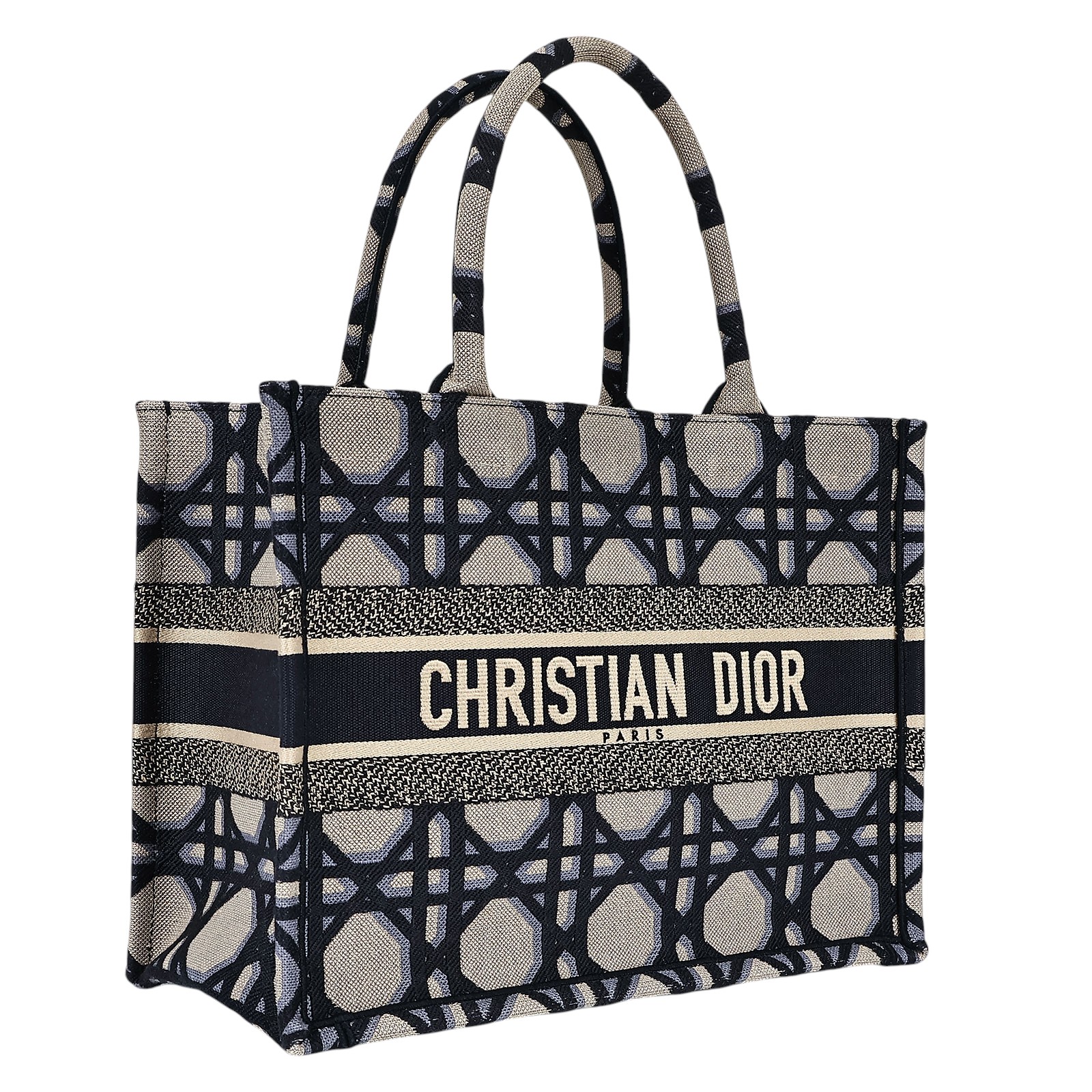 迪奧 CHRISTIAN DIOR Book Tote 中型 托特包 米色 藍色 M1296ZZAU 藍緹花刺繡BOOK TOTE 中 防塵袋/購買證明