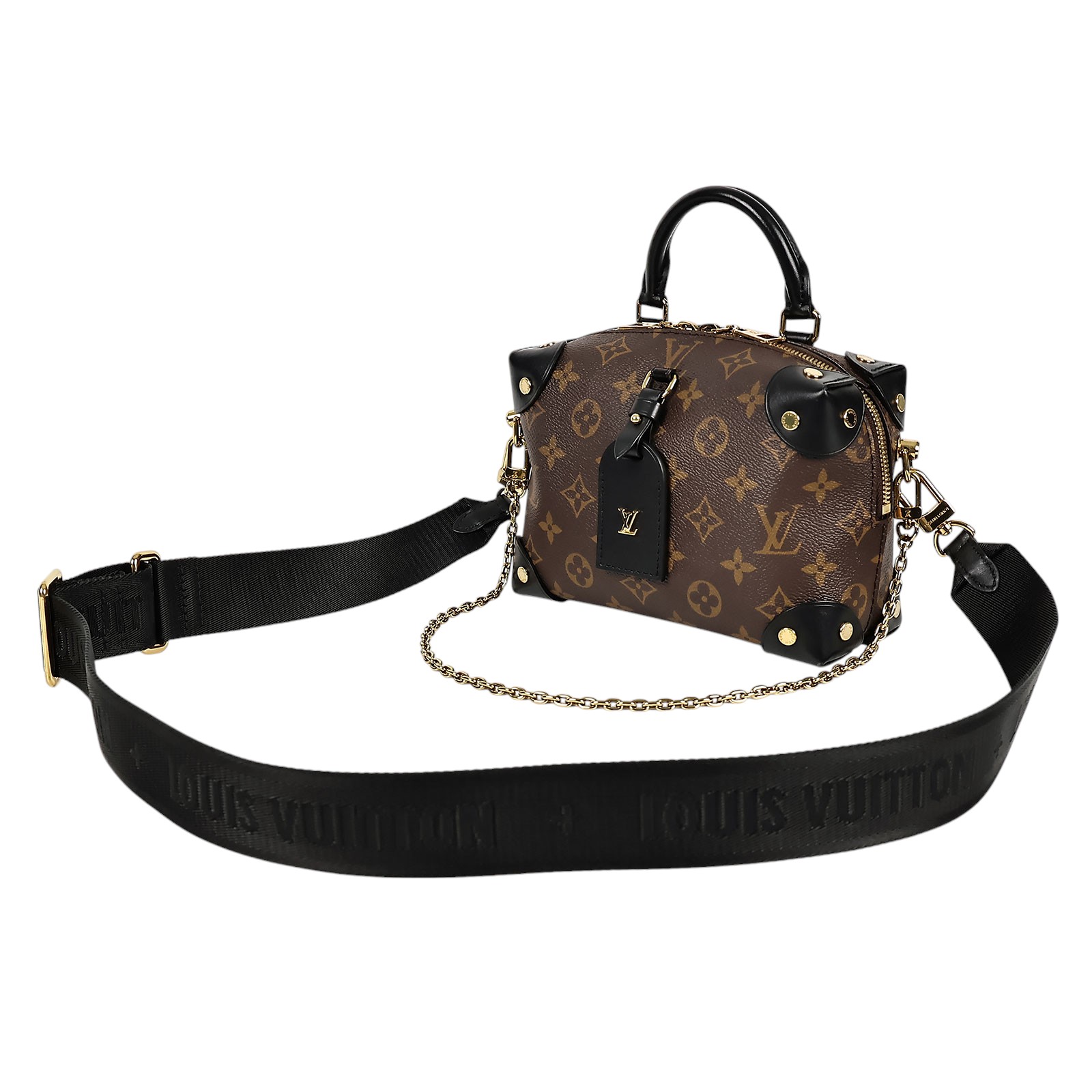 路易威登 LOUIS VUITTON Petite Malle Souple 經典帆布 拉鍊 手提 斜背包 M45571 晶片款  原廠盒子/防塵袋/背帶/鍊帶