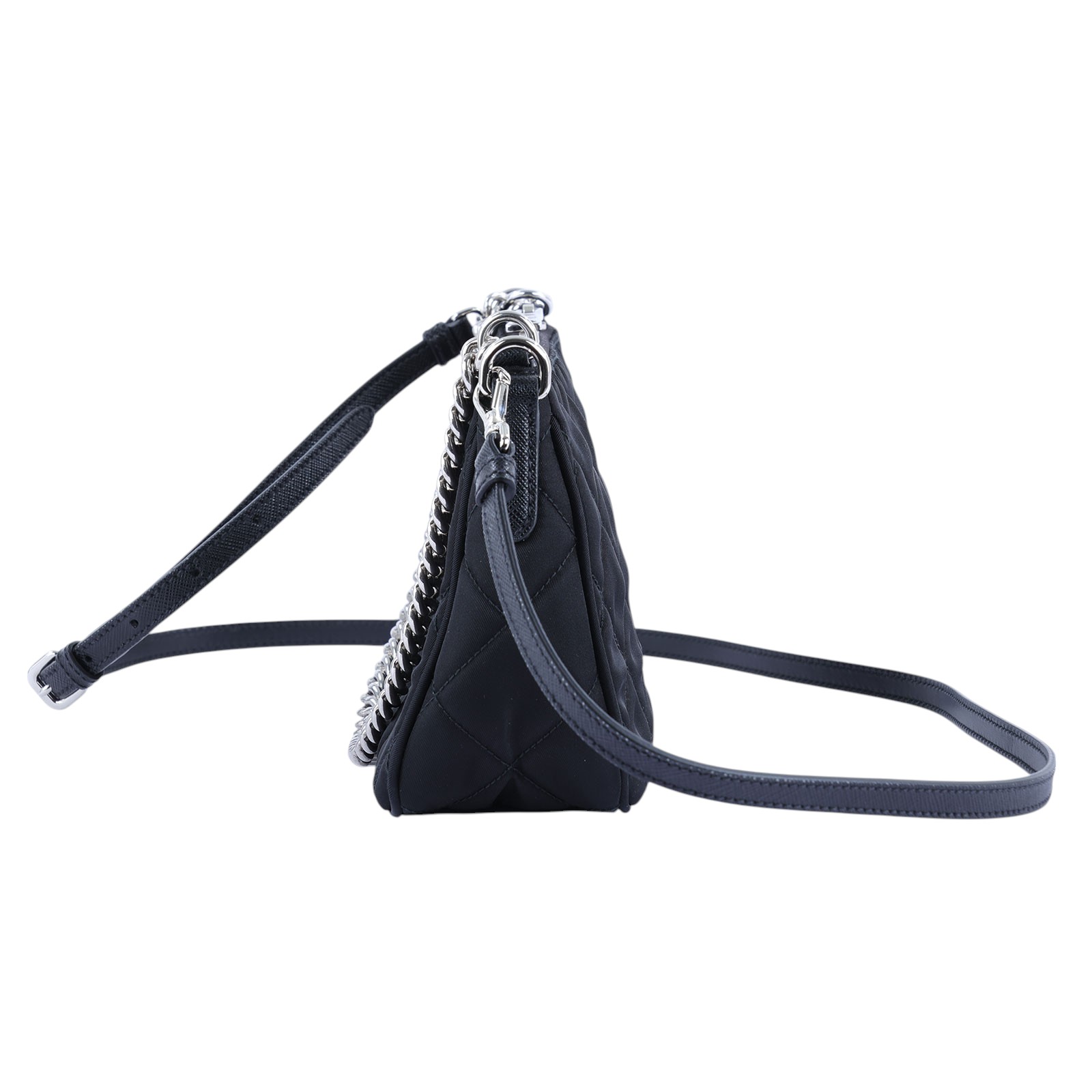 普拉達 PRADA 尼龍 二合一 手提包 1BH026_2AS3 黑菱格尼龍HOBO 2WAY 防塵袋/購買證明