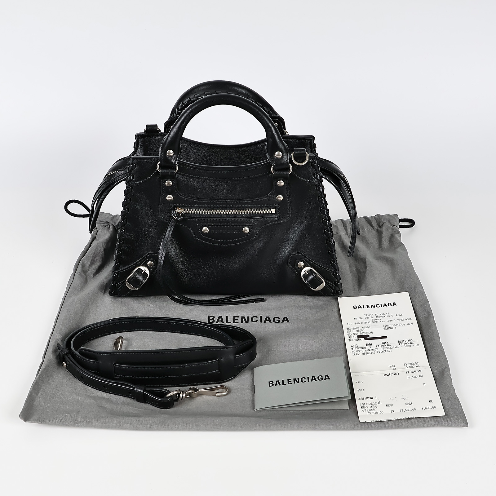 巴黎世家 BALENCIAGA Neo Classic City XS Bag 機車包 7653512AARL 黑NEO CITY XS 防塵袋/台灣購買證明