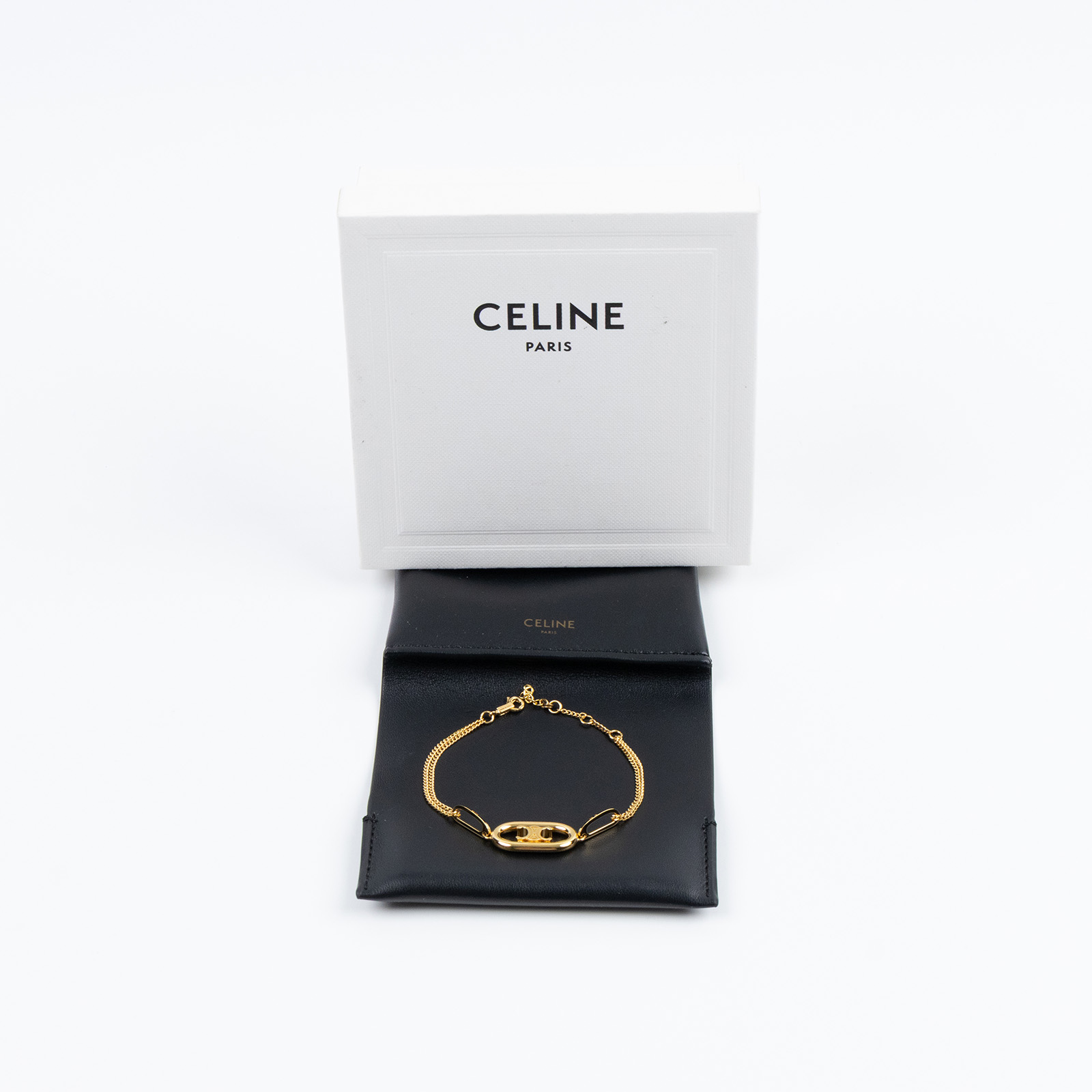 思琳 CELINE Triomphe 金色飾面 黃銅 手鍊 46S906BRA 金色凱旋手鍊 原廠盒子/防塵袋