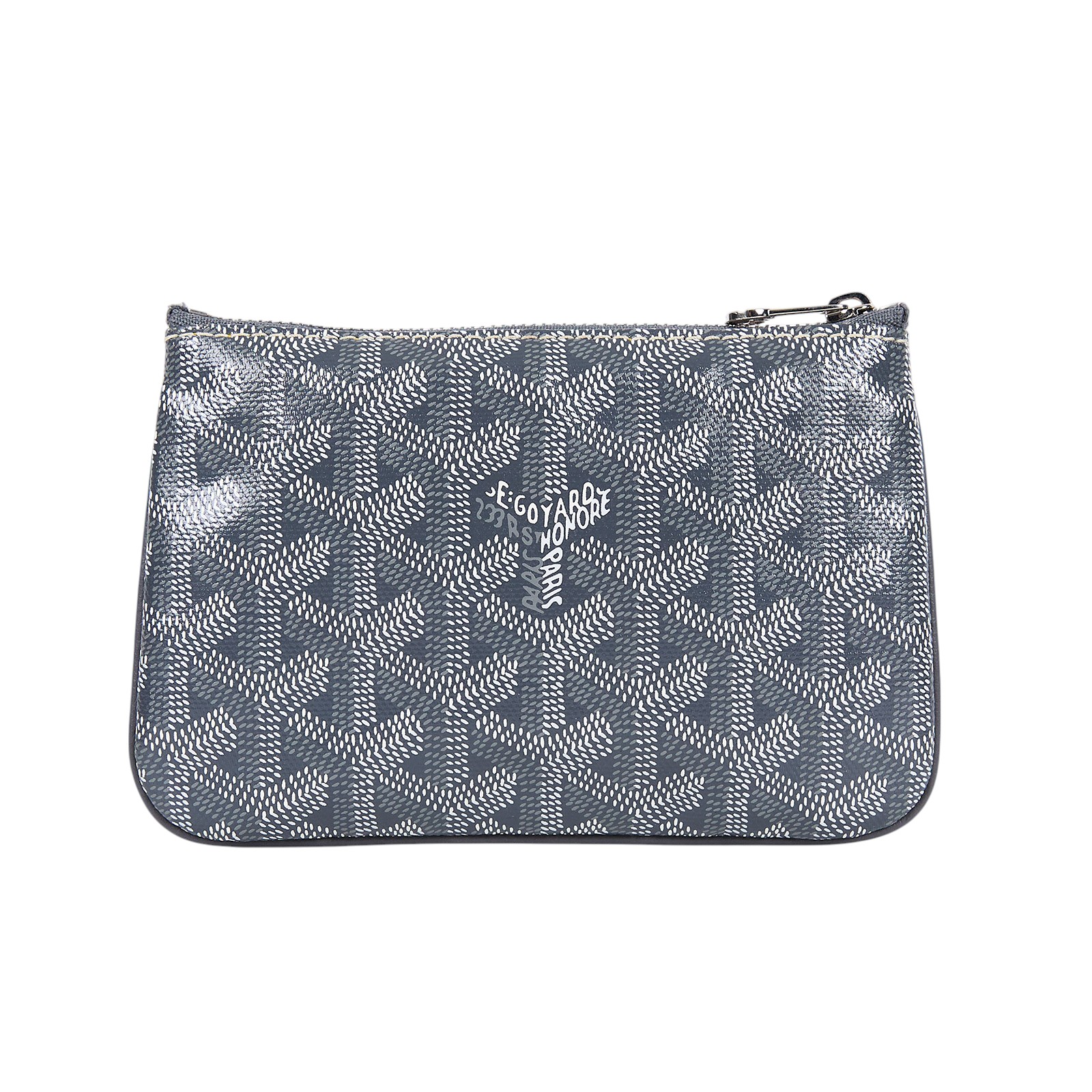 高雅德 GOYARD Sénat Mini Pouch 迷你小包 SENAT2MINTY 灰一字拉鍊POUCH 原廠盒子